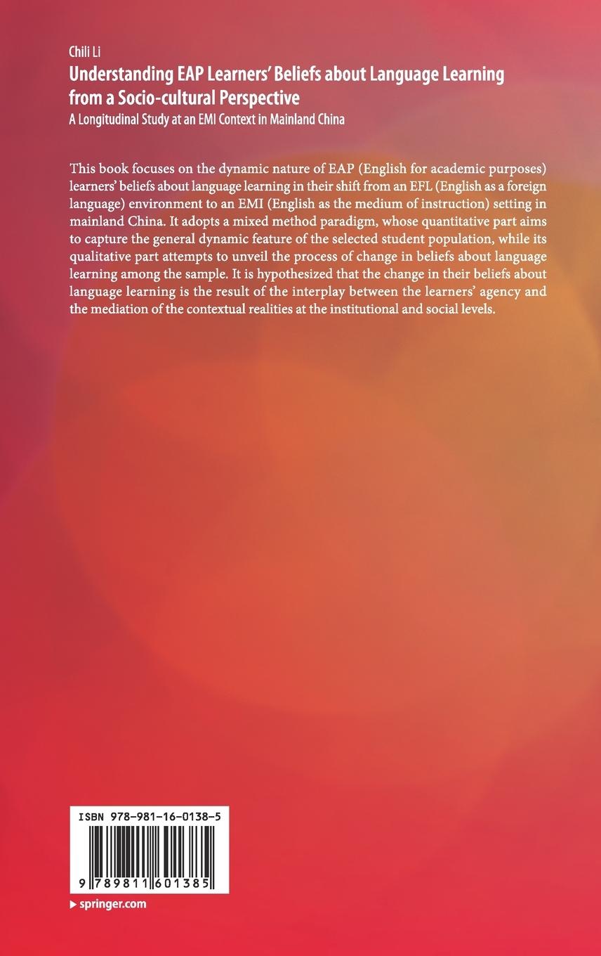 Rückseitencover Understanding EAP Learners' Beliefs about Language Learning from a Socio-cultural Perspective