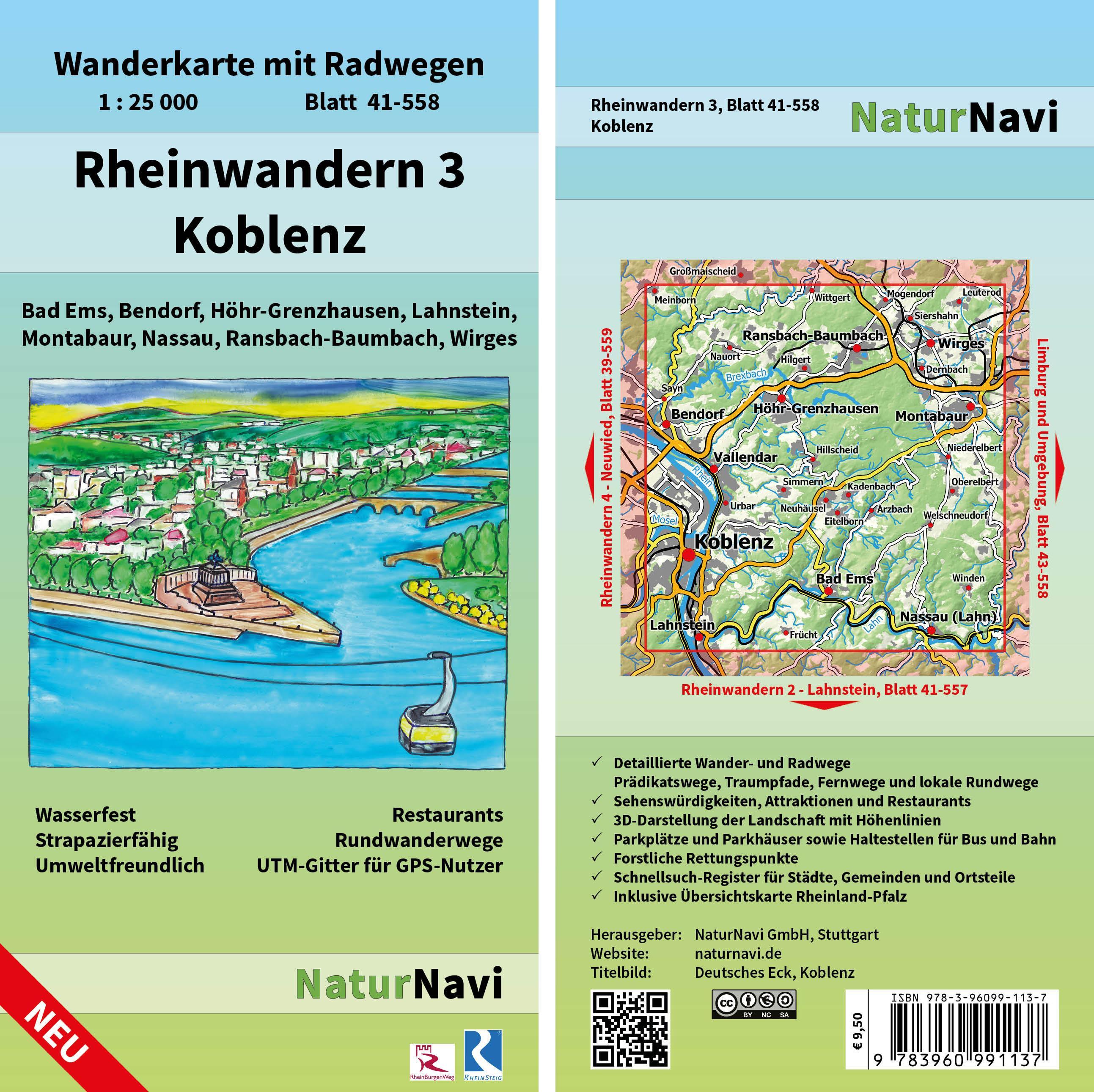 Vorderes Coverbild Rheinwandern 3 - Koblenz 1:25 000