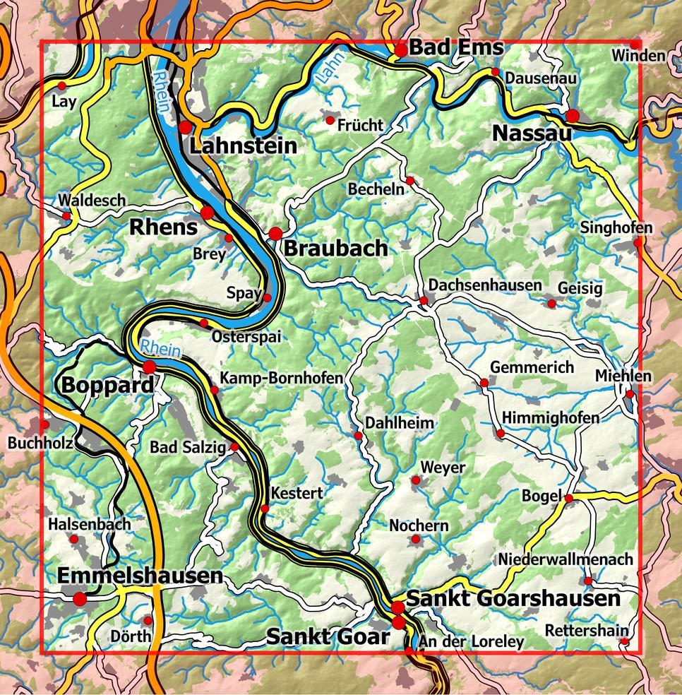 Beispielinhalt (Bild) Rheinwandern 2 - Lahnstein 1:25 000