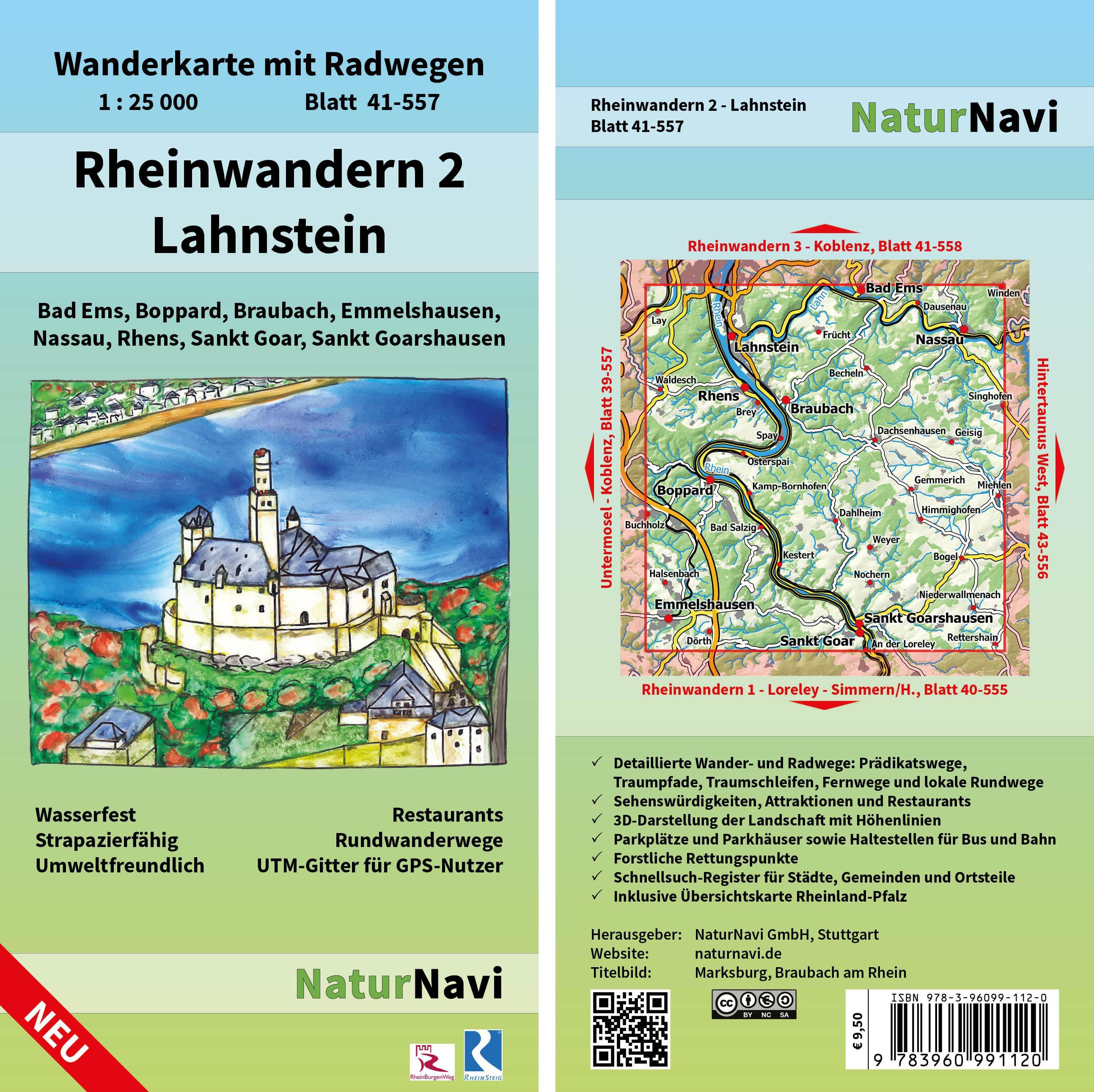 Vorderes Coverbild Rheinwandern 2 - Lahnstein 1:25 000