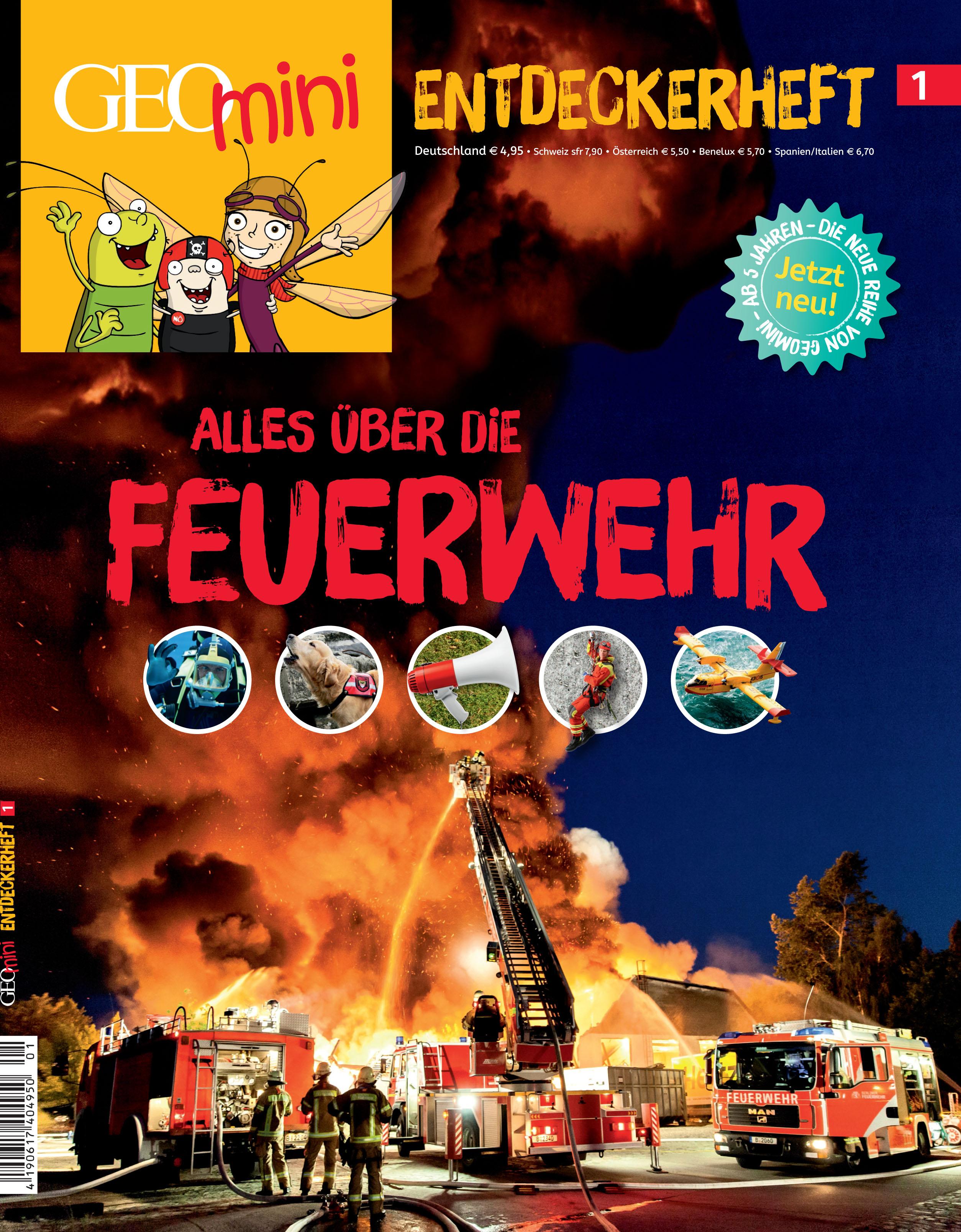 Vorderes Coverbild GEOlino mini Entdeckerheft 1/2016 - Alles über die Feuerwehr