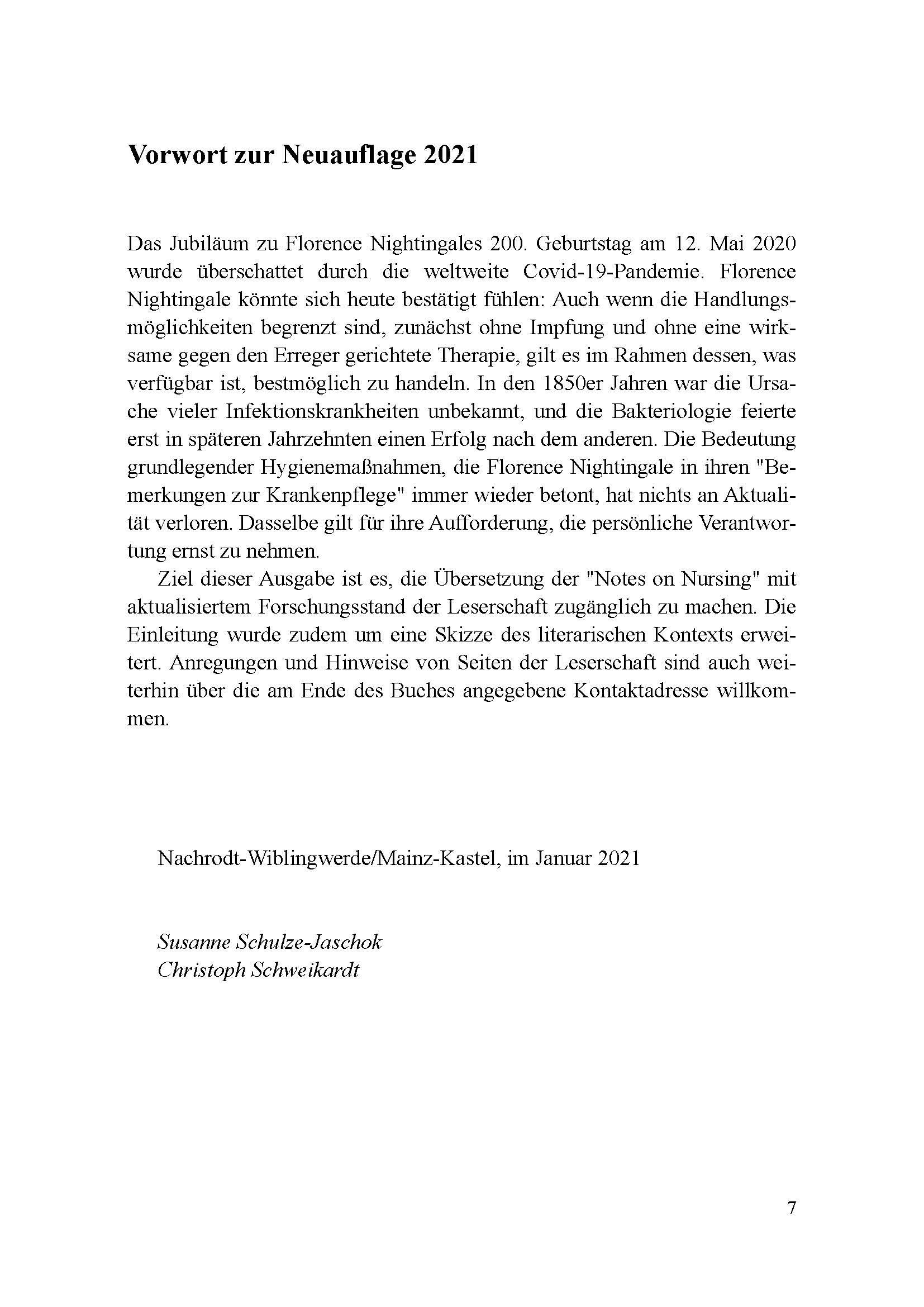 Beispielinhalt (Bild) Bemerkungen zur Krankenpflege