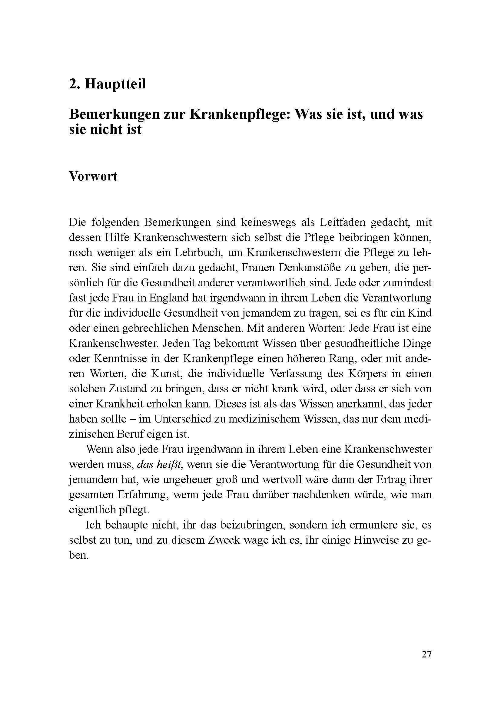 Beispielinhalt (Bild) Bemerkungen zur Krankenpflege