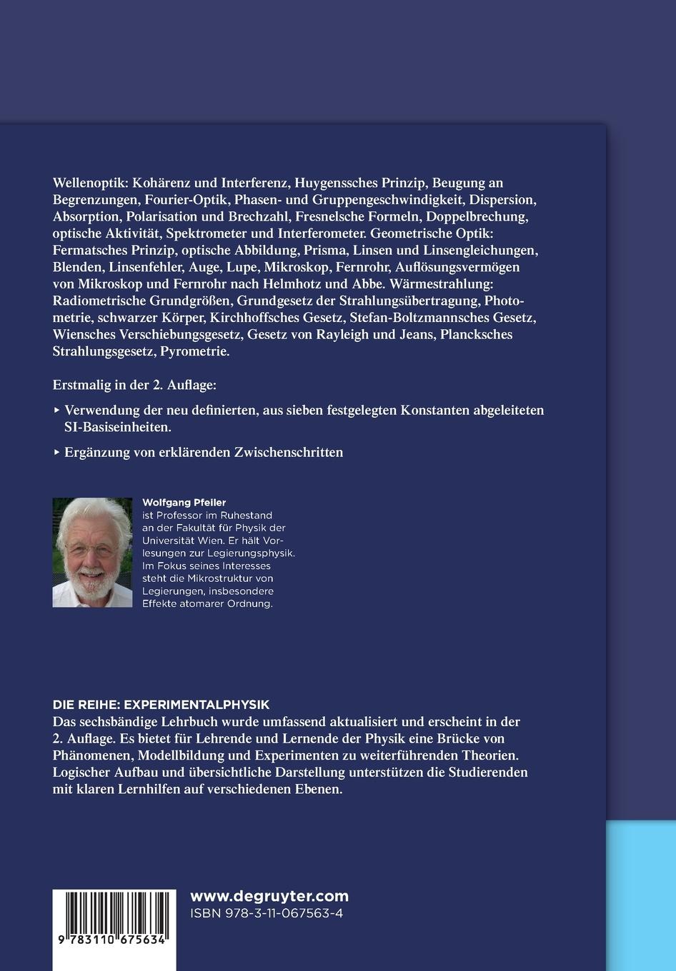 Rückseitencover Optik, Strahlung