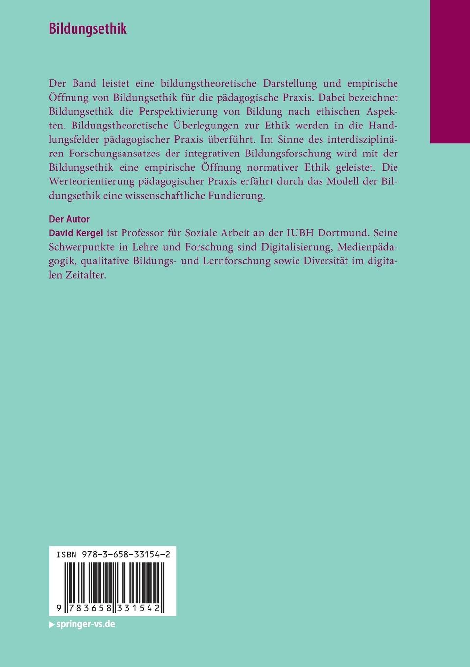 Rückseitencover Bildungsethik