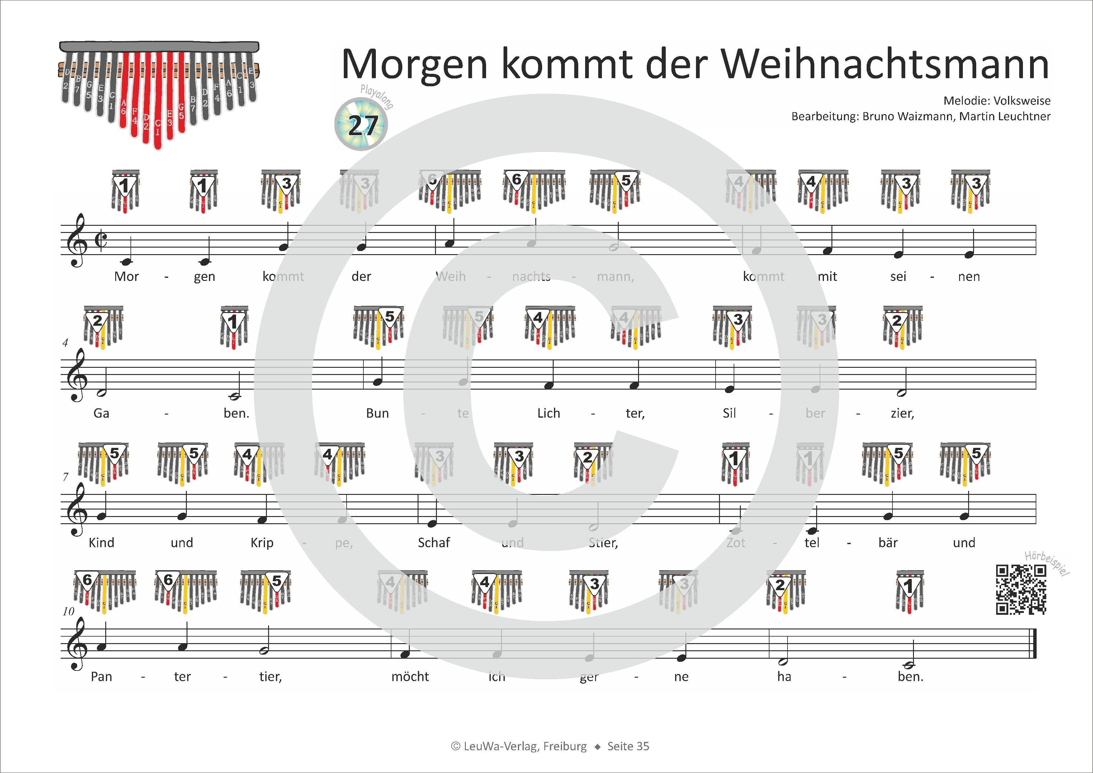 Beispielinhalt (Bild) Einfacher!-Geht-Nicht: 32 Kinderlieder, Weihnachtslieder, Hits & Evergreens für Kalimba (C-DUR, 17 Lamellen) mit CD