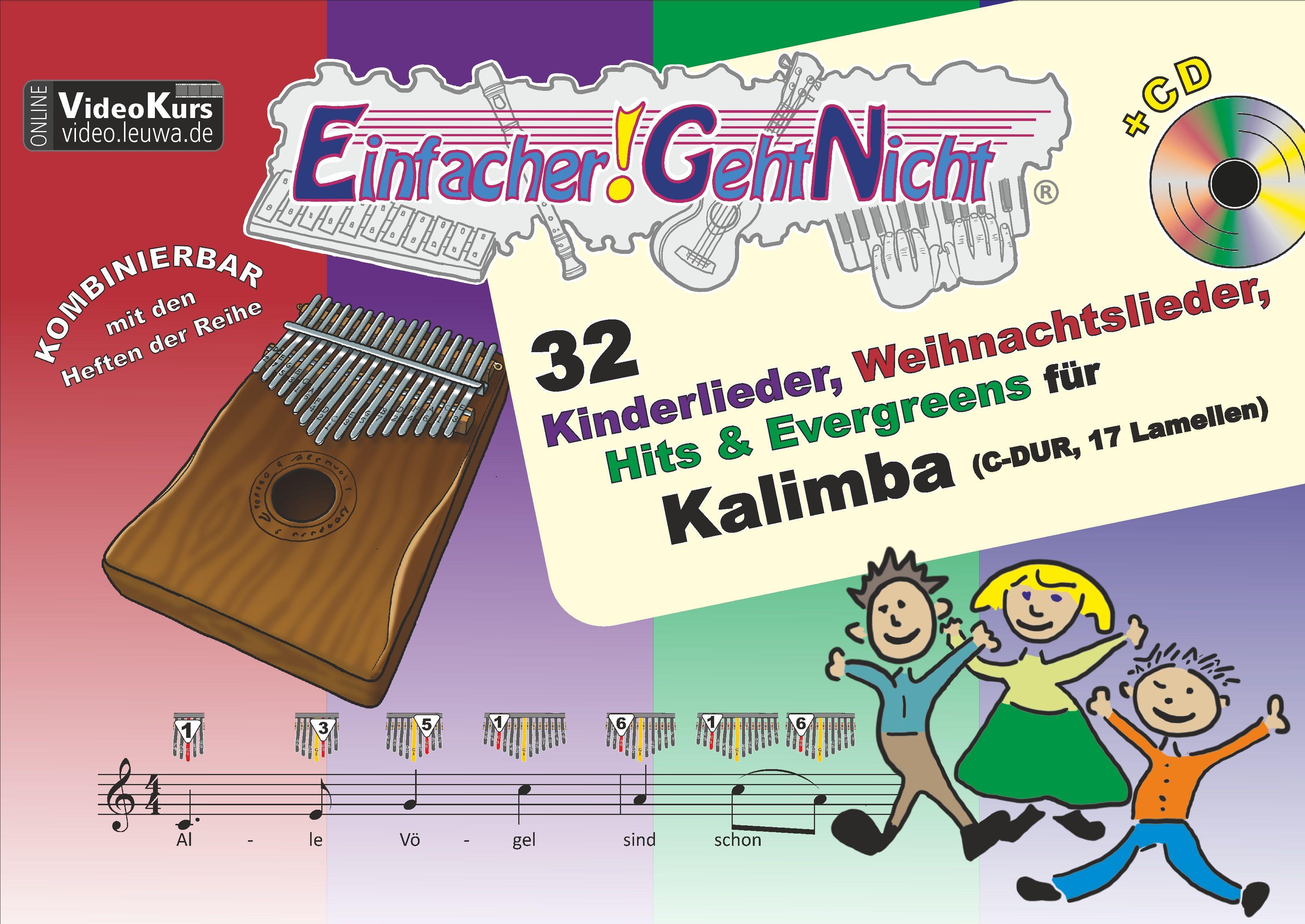 Vorderes Coverbild Einfacher!-Geht-Nicht: 32 Kinderlieder, Weihnachtslieder, Hits & Evergreens für Kalimba (C-DUR, 17 Lamellen) mit CD