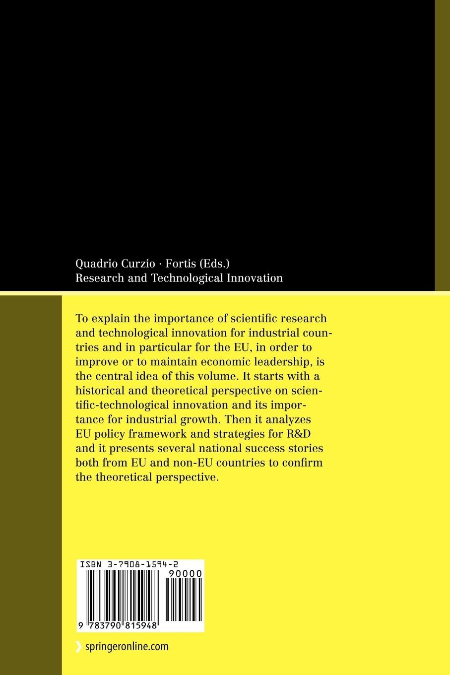 Rückseitencover Research and Technological Innovation