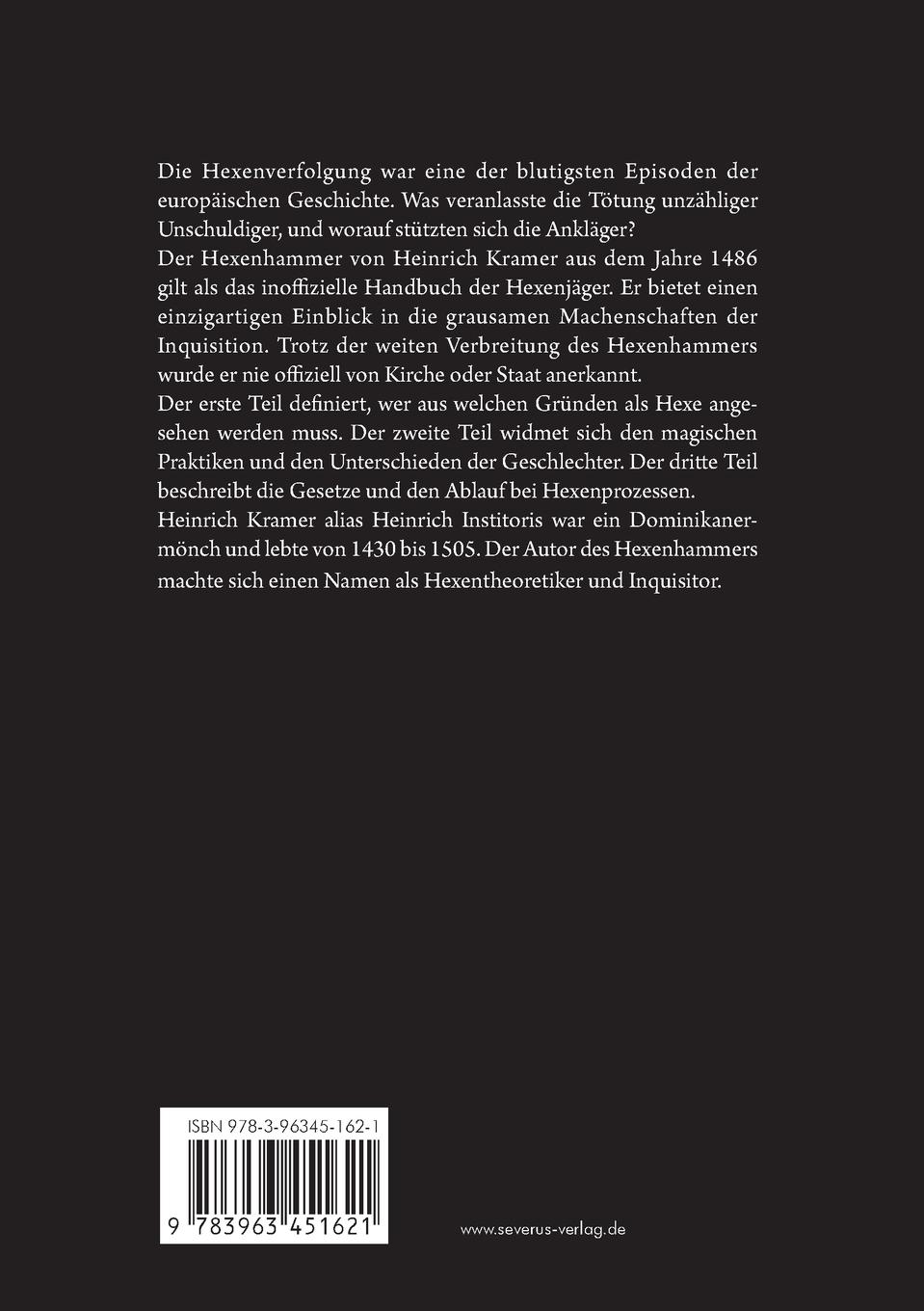 Rückseitencover Der Hexenhammer: Malleus Maleficarum.