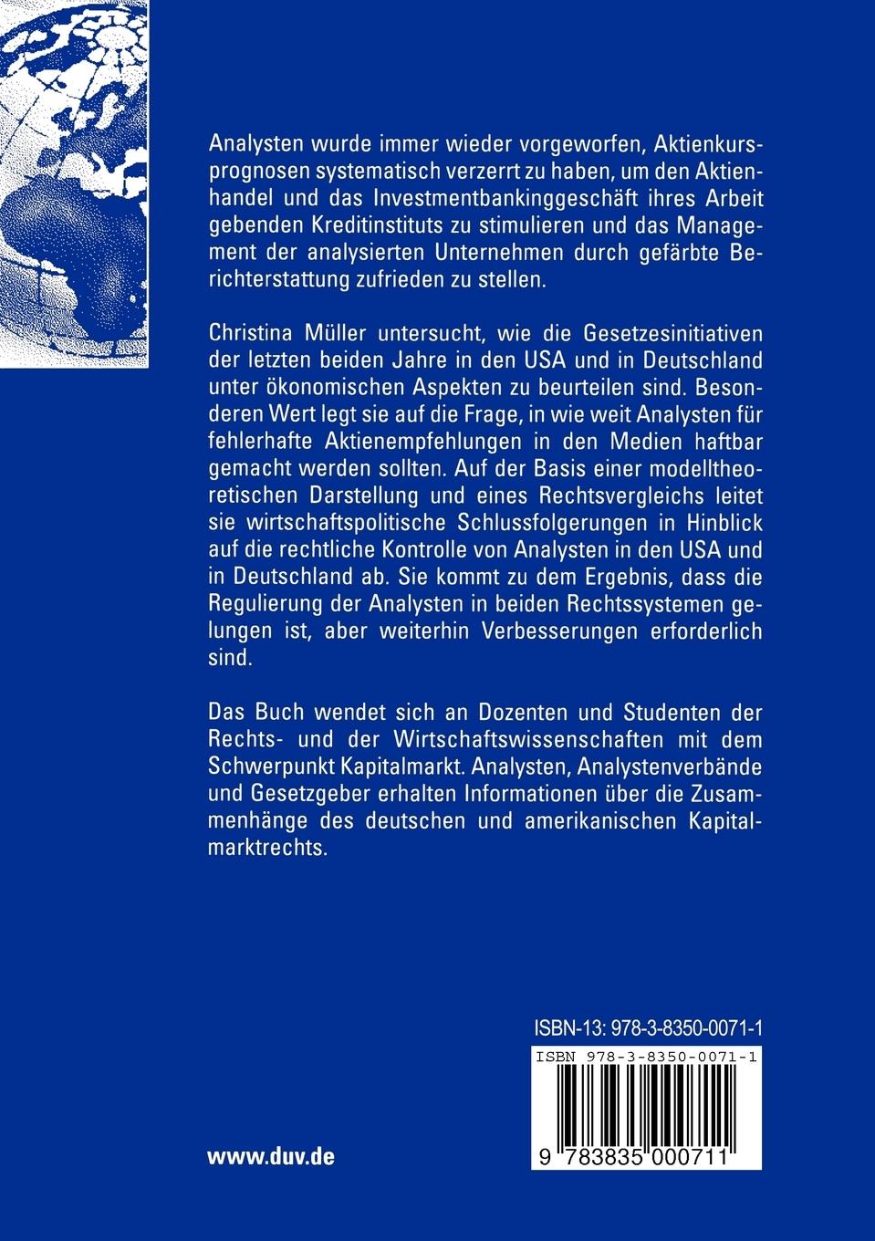 Rückseitencover Regulierung von Analysten