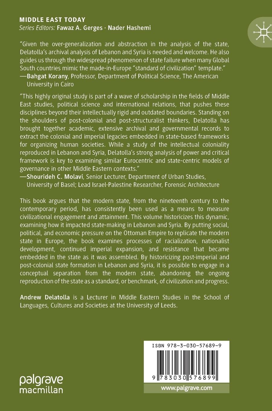 Rückseitencover Civilization and the Making of the State in Lebanon and Syria