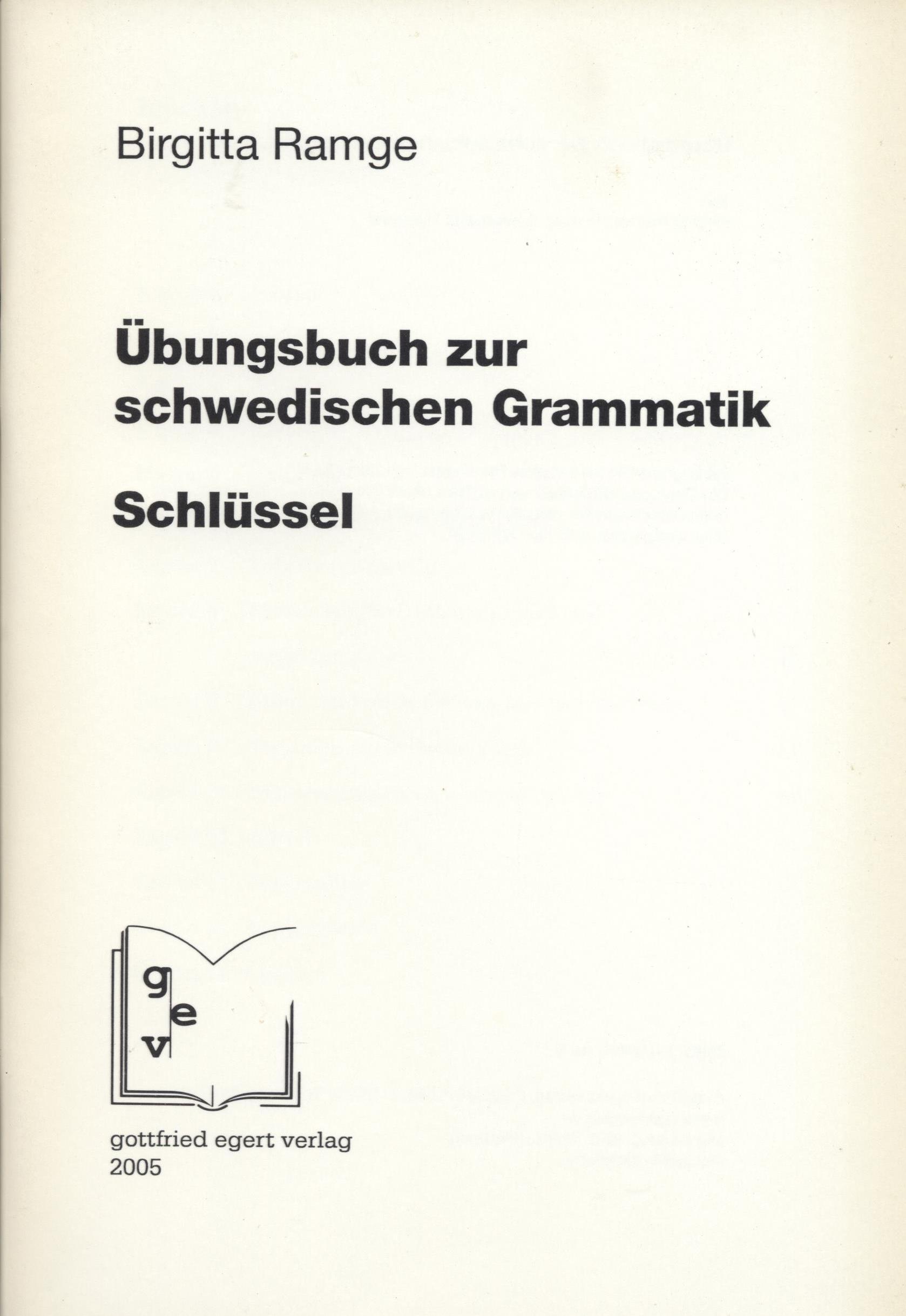 Vorderes Coverbild Schlüssel zum Übungsbuch zur schwedischen Grammatik