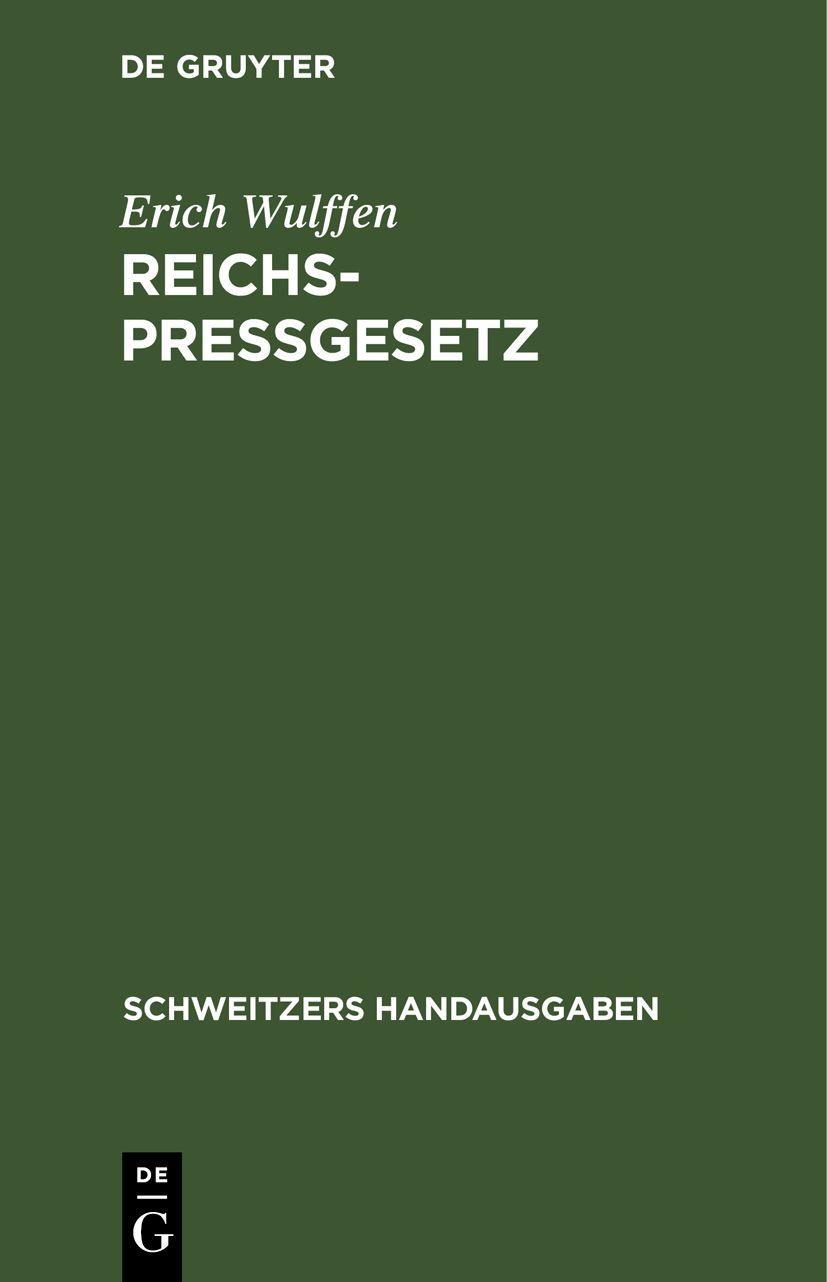 Vorderes Coverbild Reichs-Pressgesetz