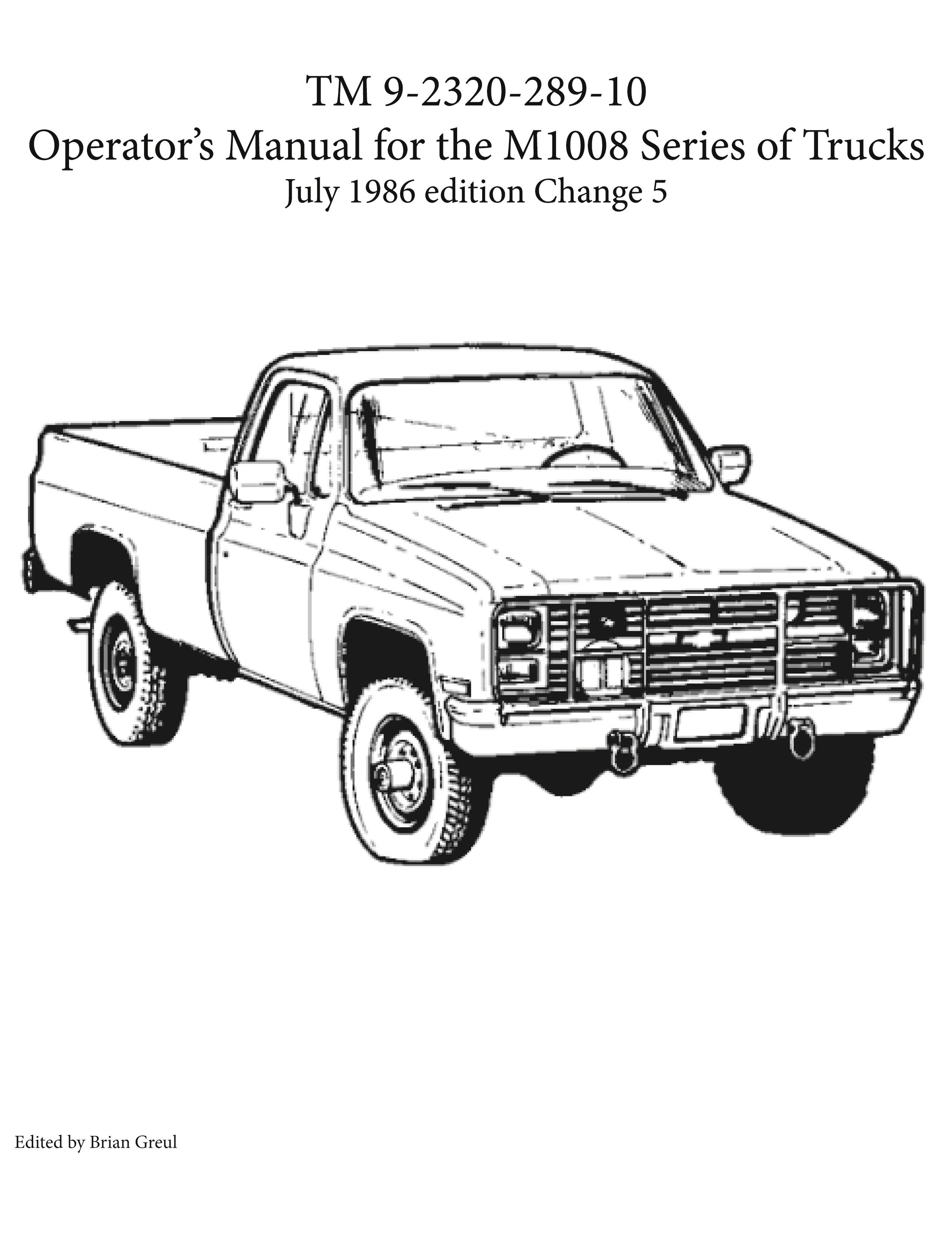 Vorderes Coverbild TM 9-2320-289-10 Operator's Manual for the M1008 series of trucks