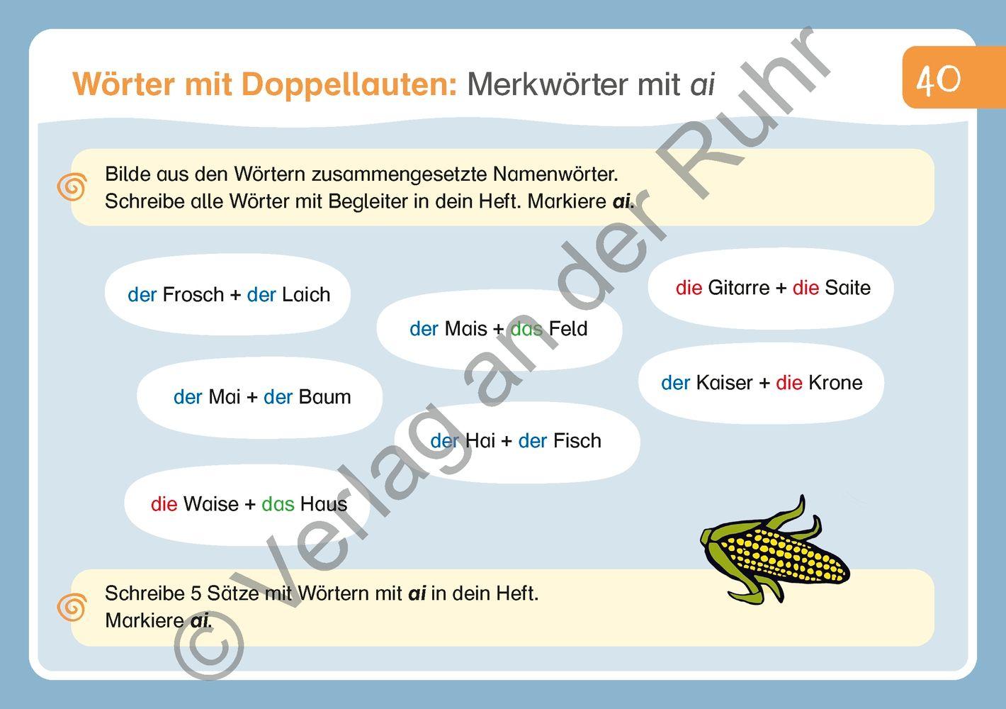 Beispielinhalt (Bild) Die Rechtschreib-Übungskartei - Klasse 3/4