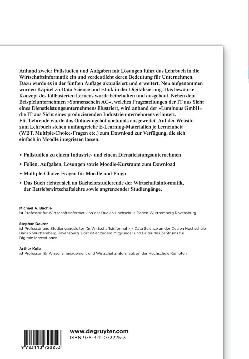 Rückseitencover Einführung in die Wirtschaftsinformatik