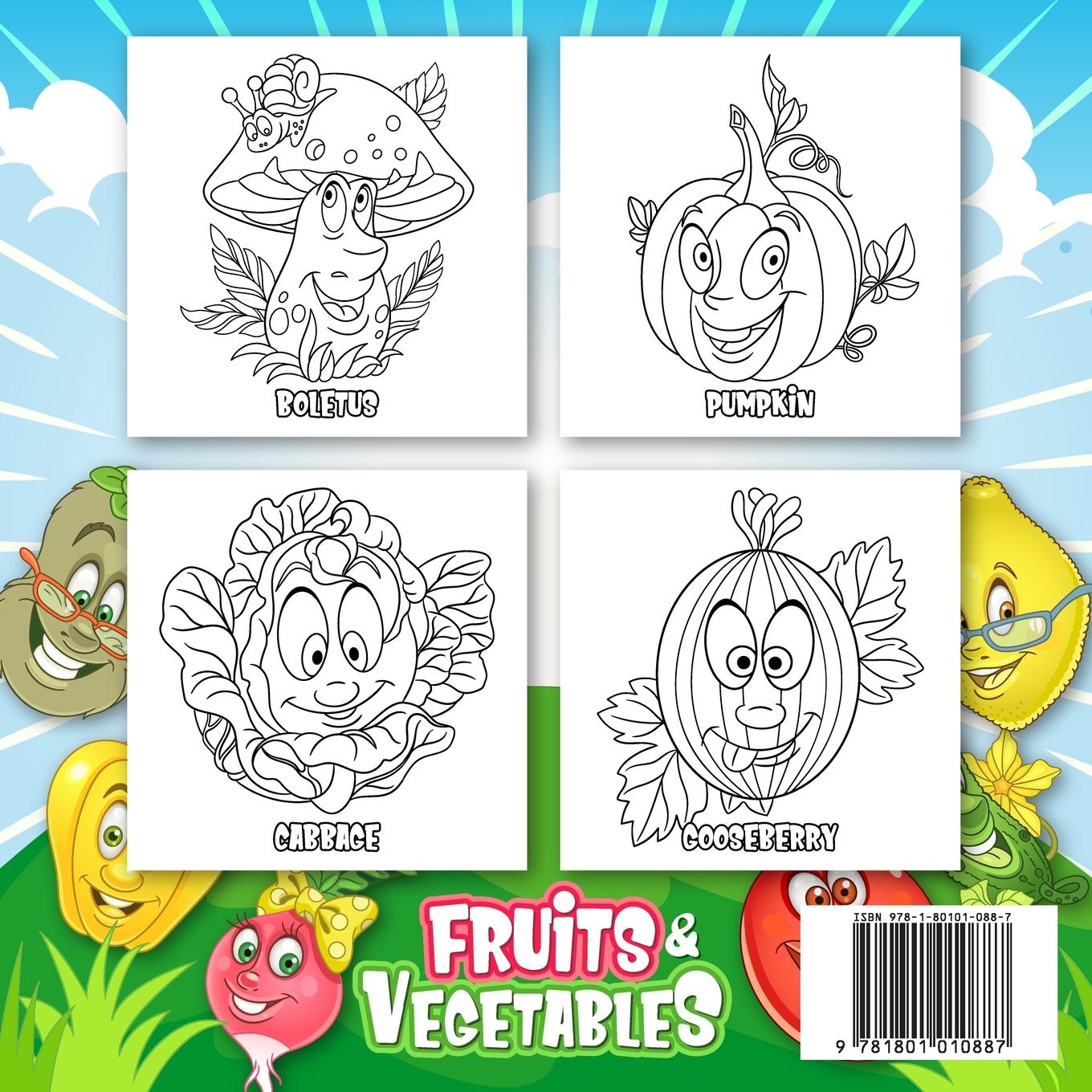 Rückseitencover FRUITS & VEGETABLES Coloring Book for Kids