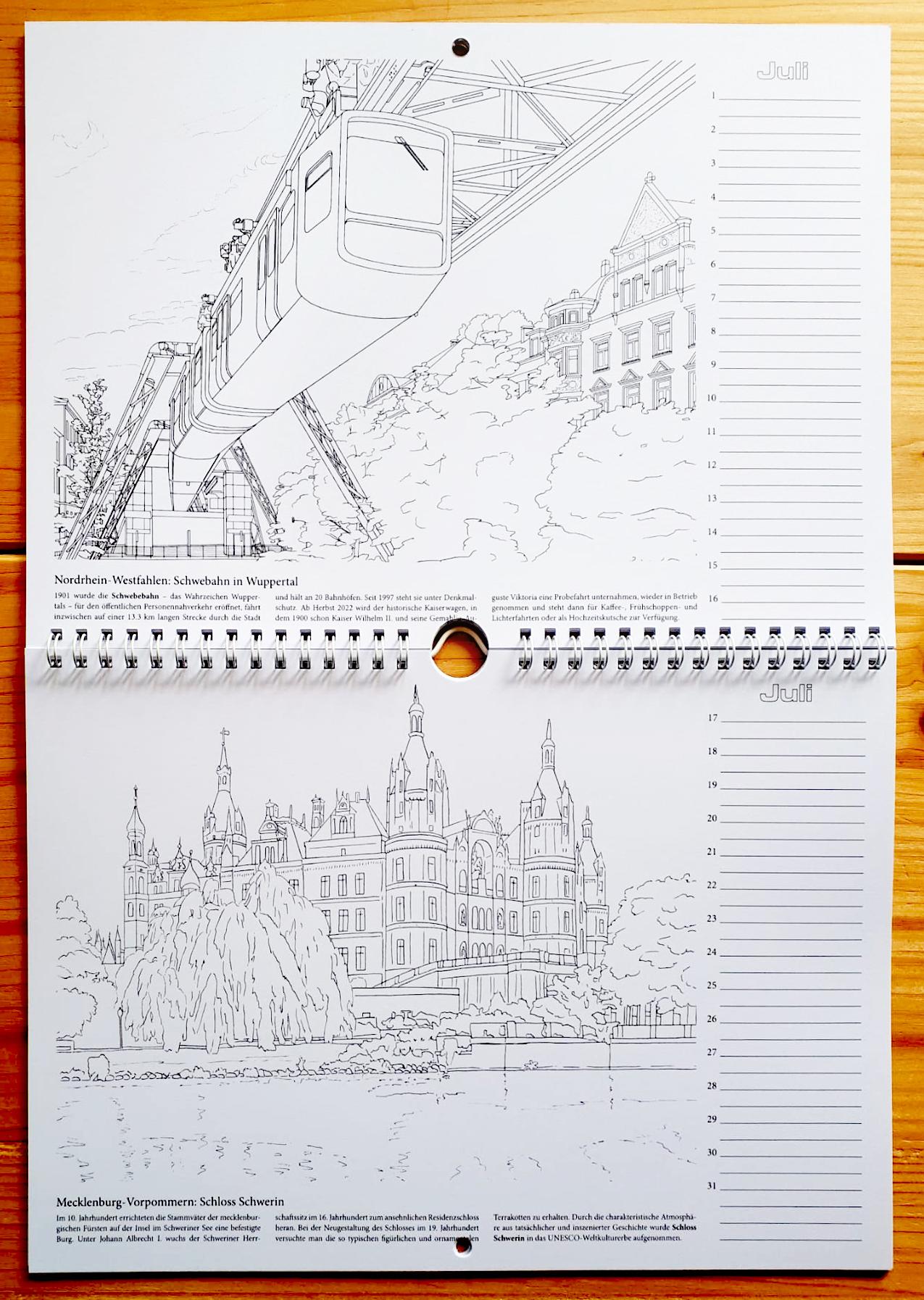 Beispielinhalt (Bild) Malbuch mit Geburtstagskalender aus Deutschland