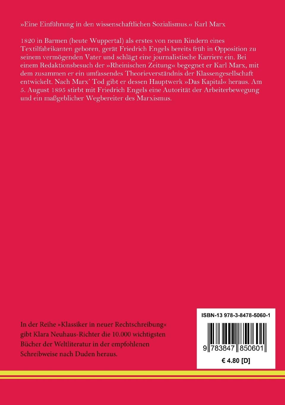 Rückseitencover Die Entwicklung des Sozialismus von der Utopie zur Wissenschaft
