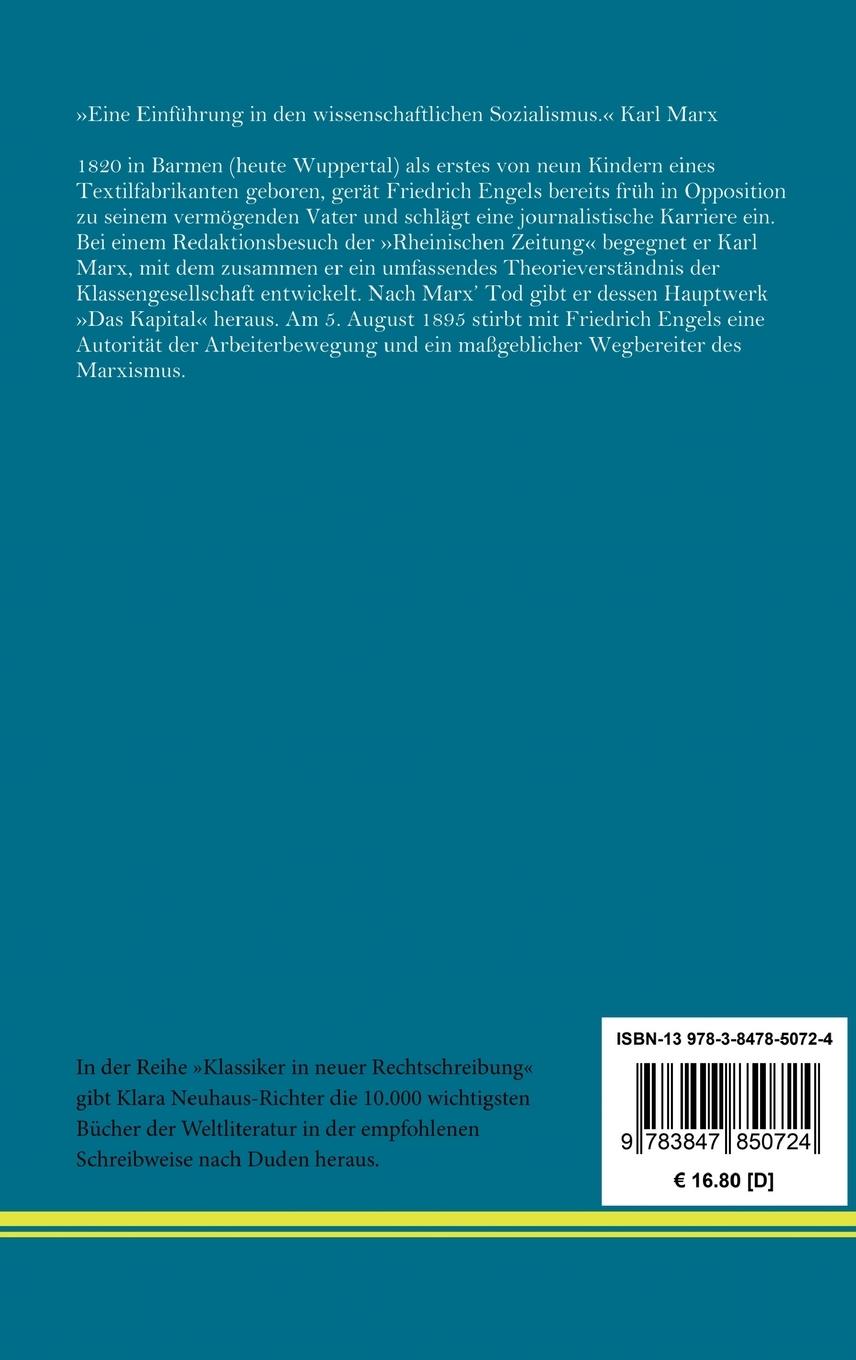 Rückseitencover Die Entwicklung des Sozialismus von der Utopie zur Wissenschaft