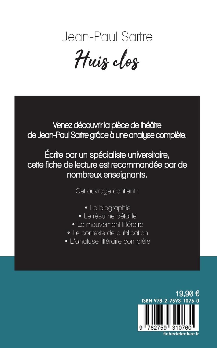 Rückseitencover Huis clos de Jean-Paul Sartre (fiche de lecture et analyse complète de l'oeuvre)
