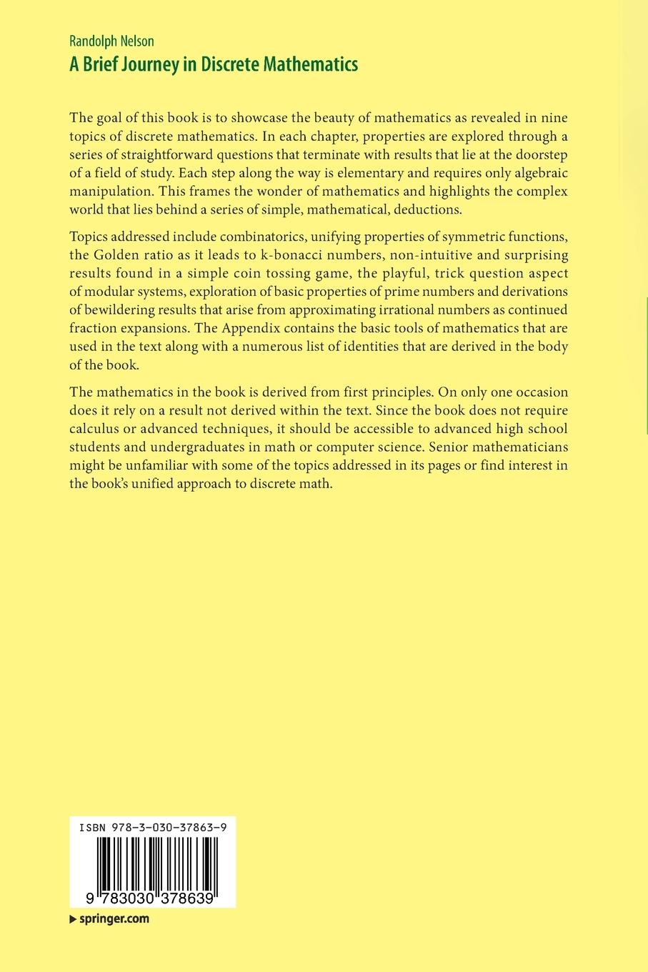 Rückseitencover A Brief Journey in Discrete Mathematics
