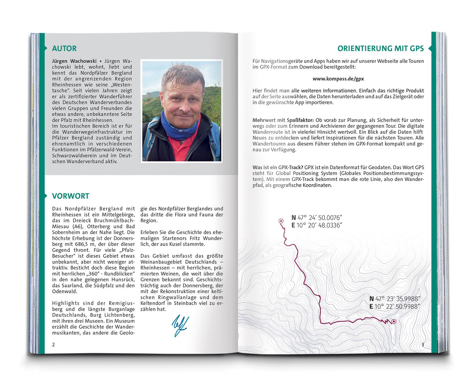 Beispielinhalt (Bild) KOMPASS Wanderführer Nordpfälzer Bergland, Rheinhessen, 50 Touren