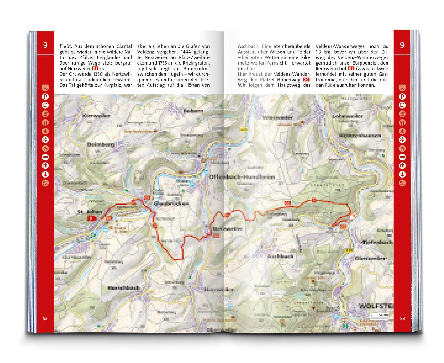 Beispielinhalt (Bild) KOMPASS Wanderführer Nordpfälzer Bergland, Rheinhessen, 50 Touren