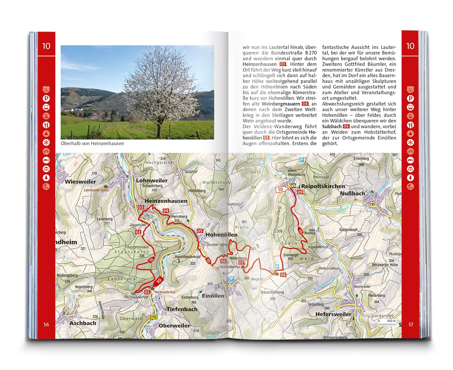 Beispielinhalt (Bild) KOMPASS Wanderführer Nordpfälzer Bergland, Rheinhessen, 50 Touren