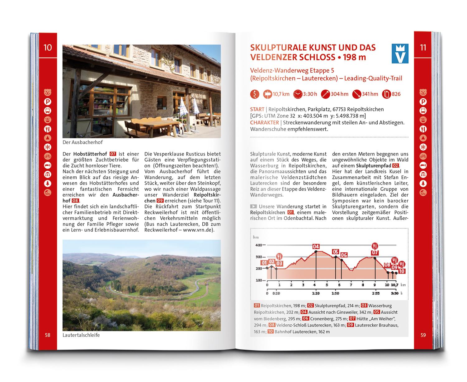 Beispielinhalt (Bild) KOMPASS Wanderführer Nordpfälzer Bergland, Rheinhessen, 50 Touren