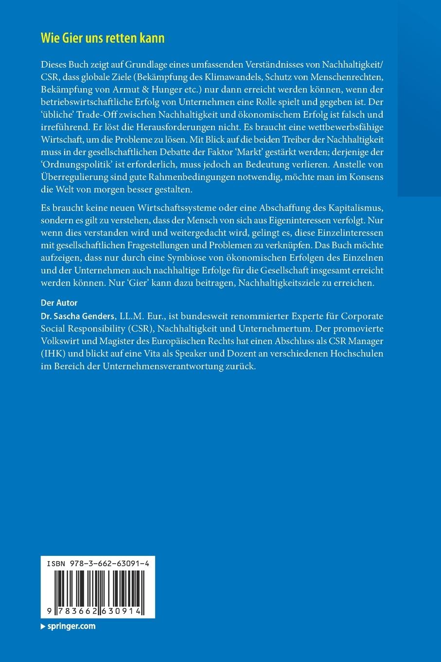 Rückseitencover Wie Gier uns retten kann