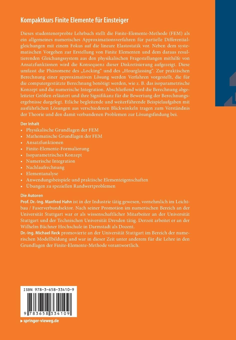Rückseitencover Kompaktkurs Finite Elemente für Einsteiger