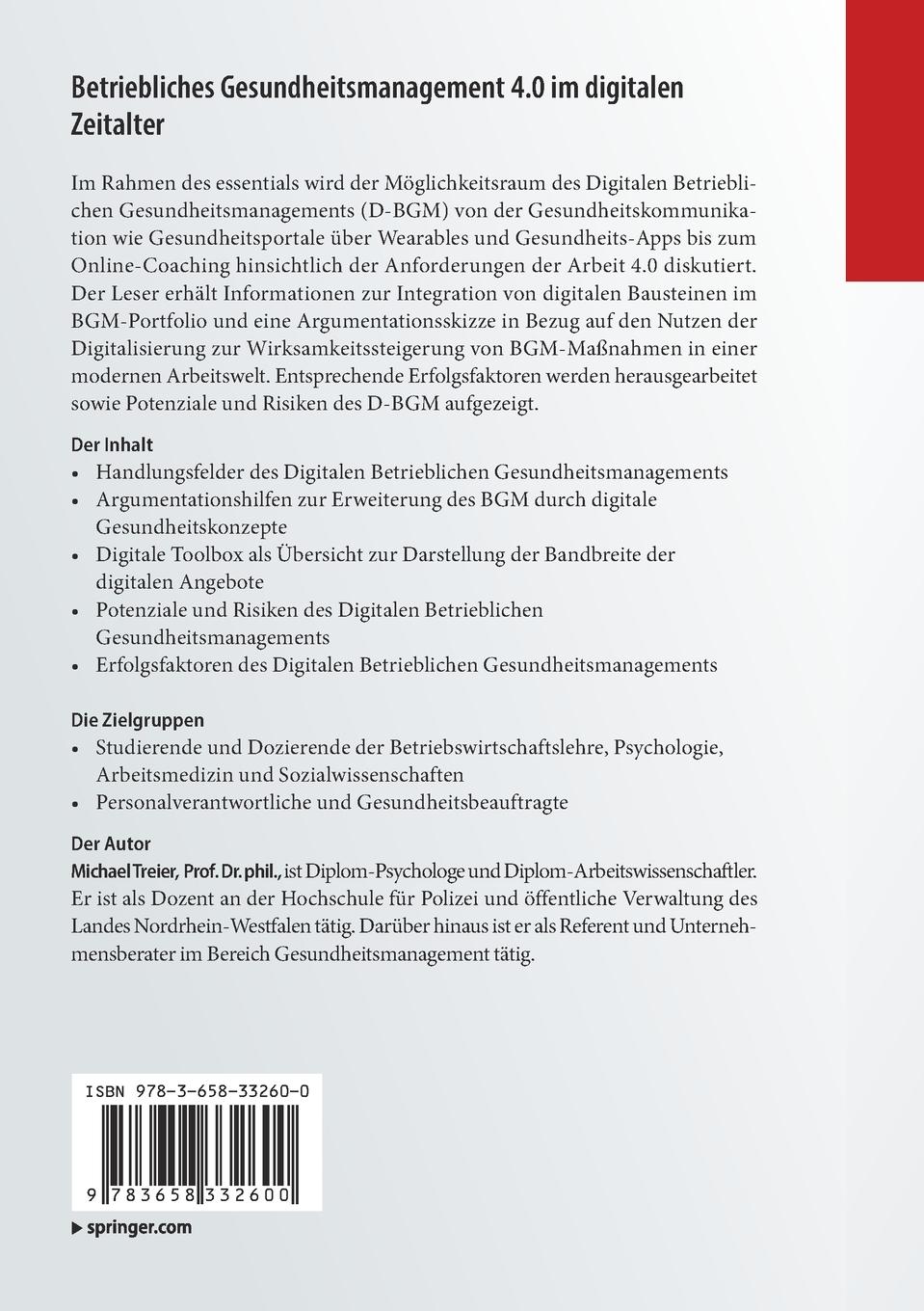 Rückseitencover Betriebliches Gesundheitsmanagement 4.0 im digitalen Zeitalter