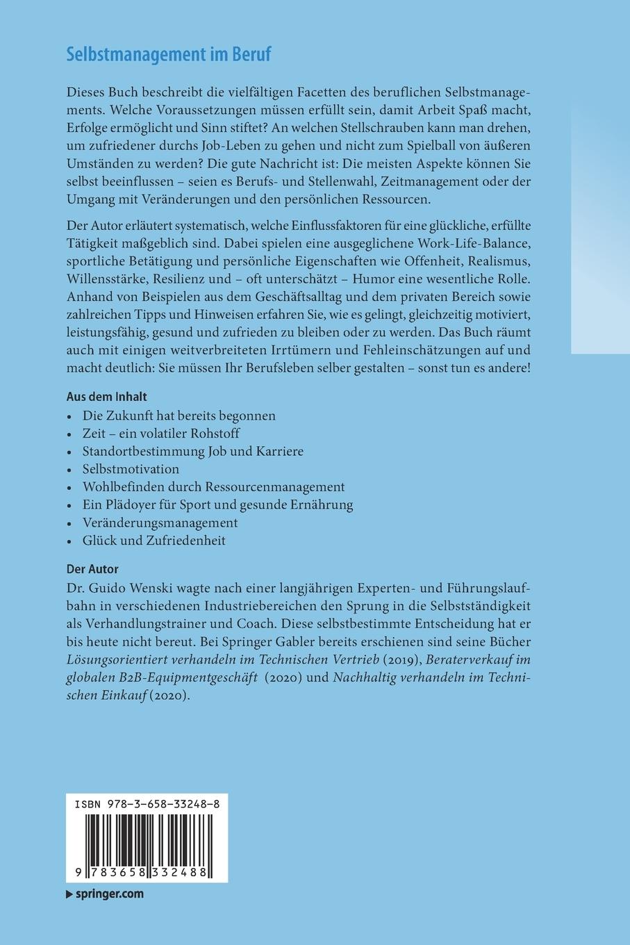 Rückseitencover Selbstmanagement im Beruf