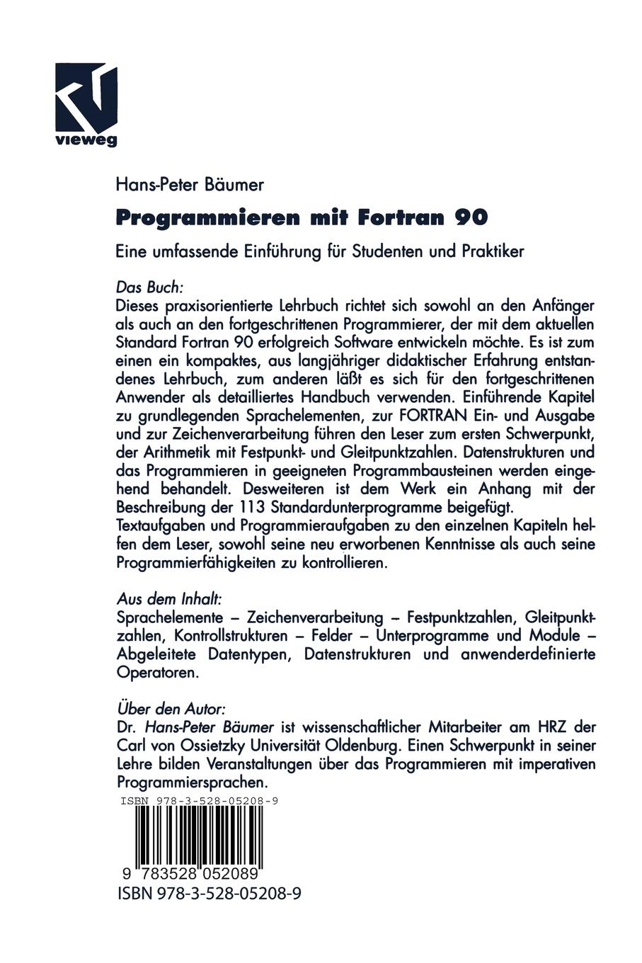 Rückseitencover Programmieren mit Fortran 90