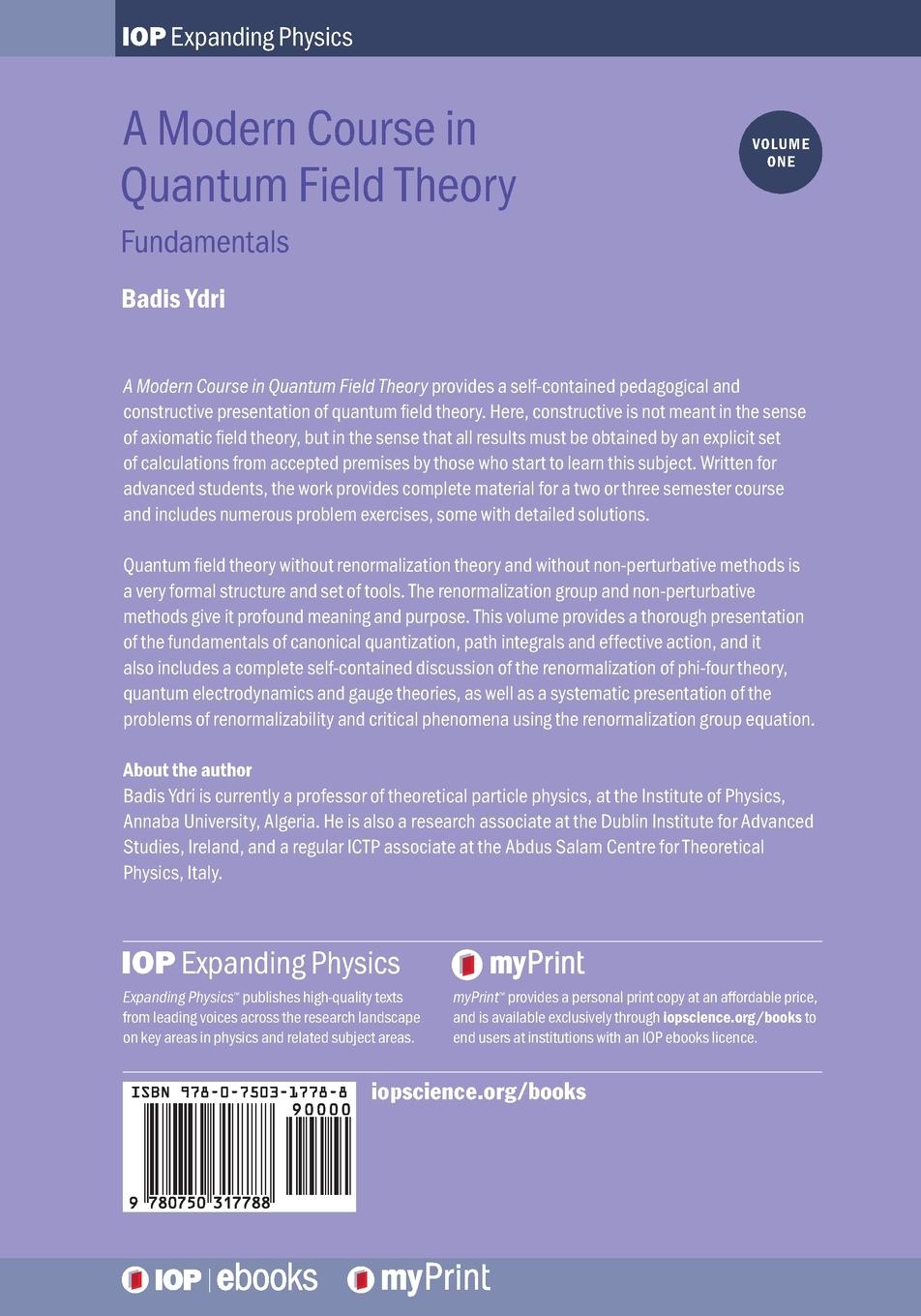 Rückseitencover A Modern Course in Quantum Field Theory, Volume 1