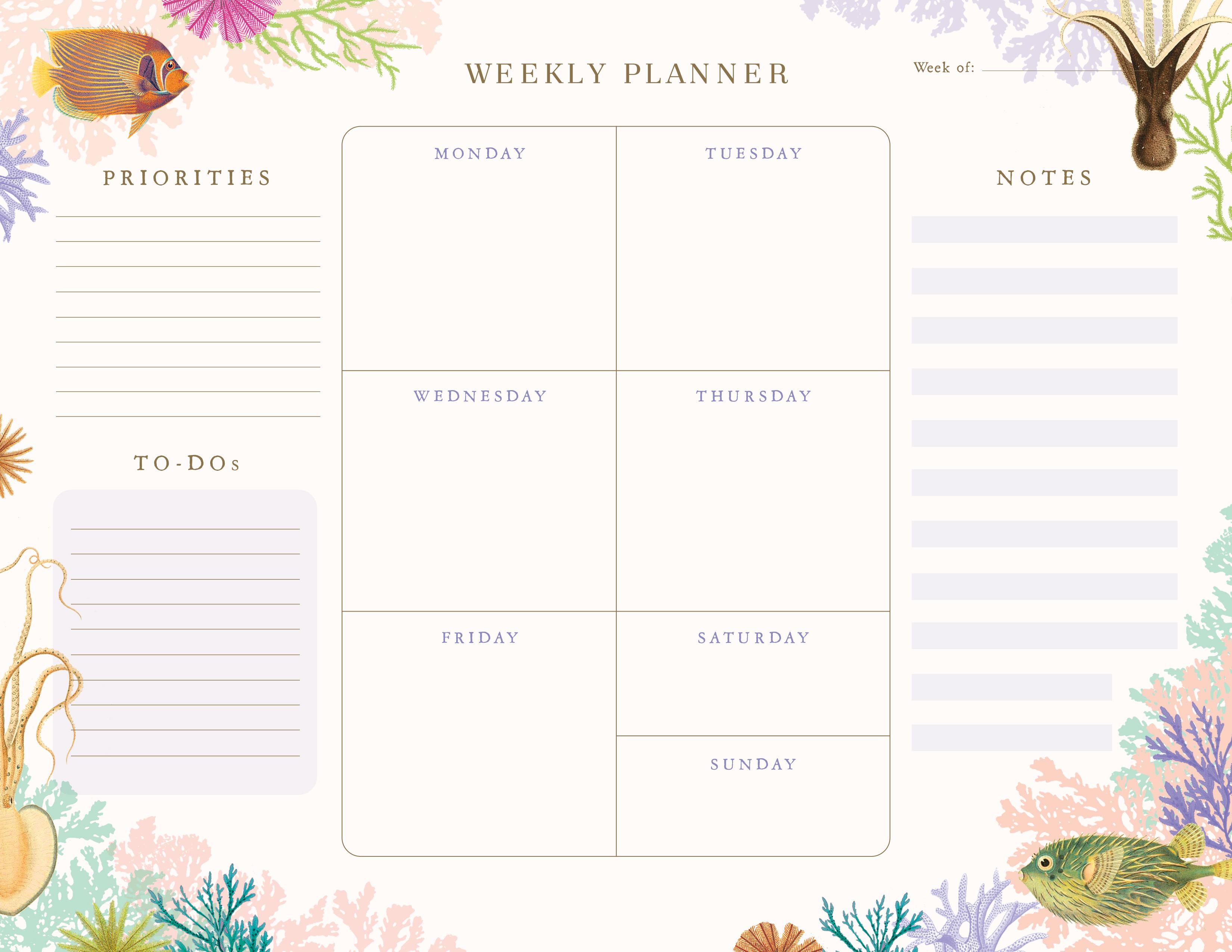 Vorderes Coverbild Art of Nature: Under the Sea Weekly Planner Notepad