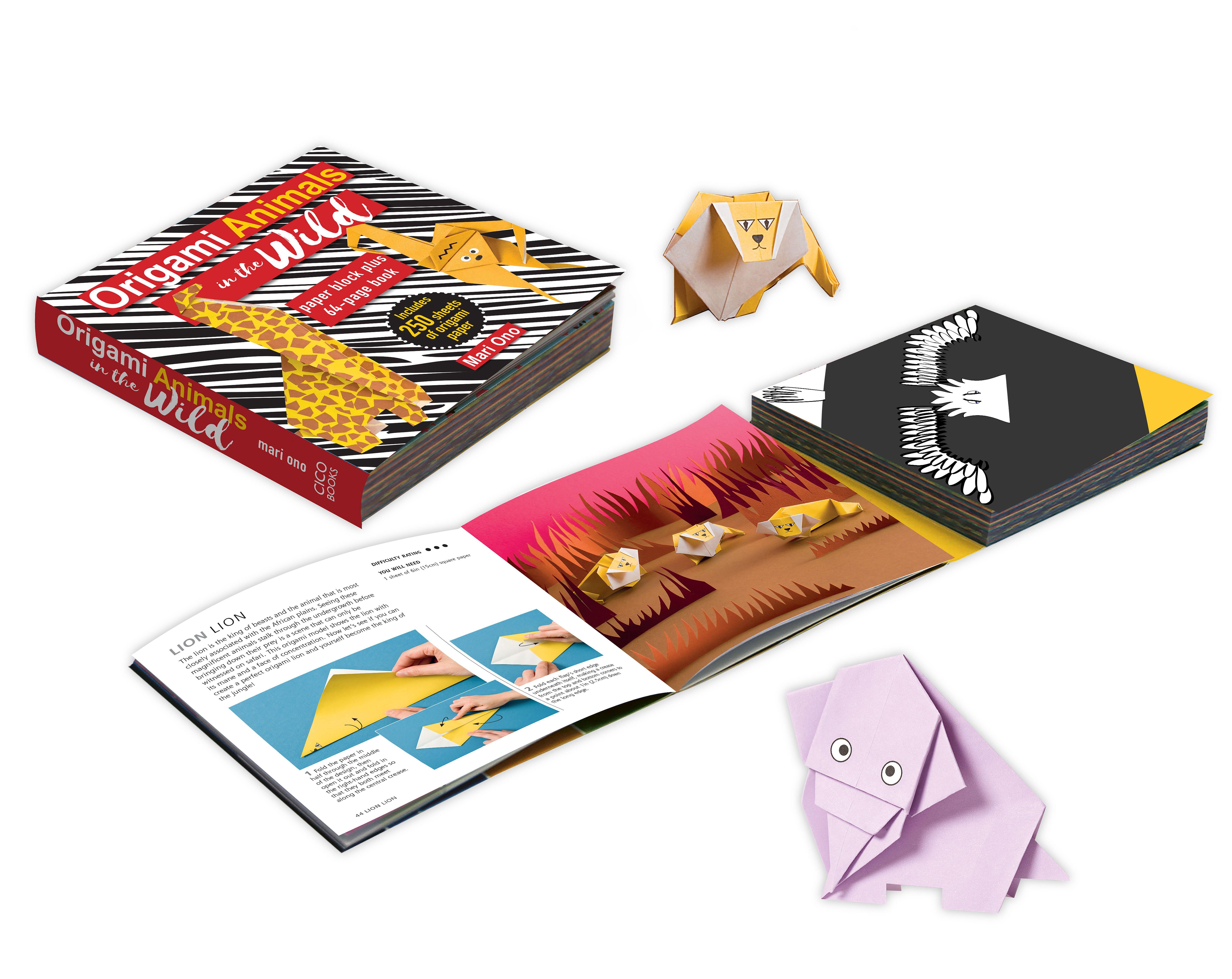 Beispielinhalt (Bild) Origami Animals in the Wild: Paper Block Plus 64-Page Book