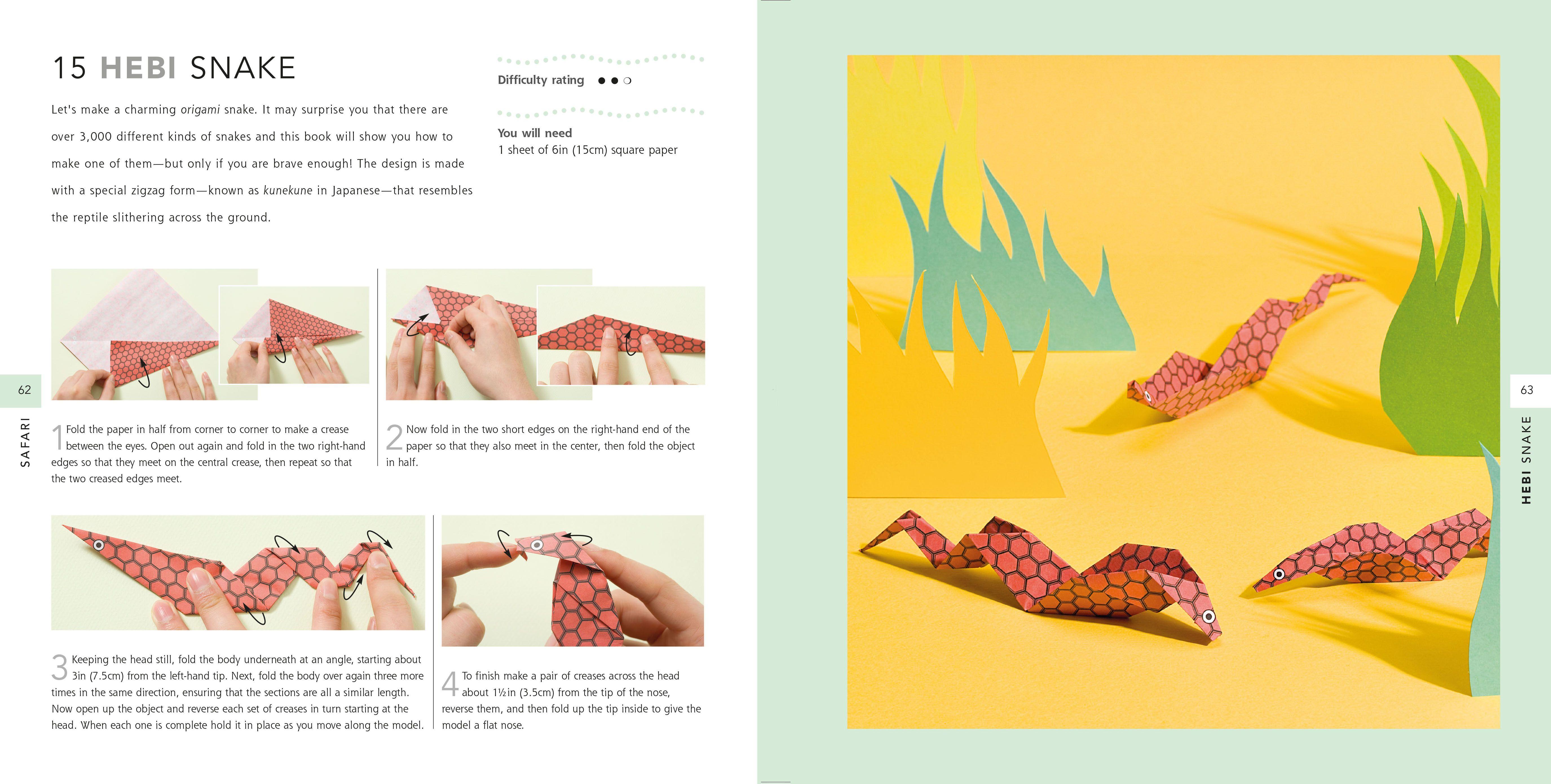 Beispielinhalt (Bild) Origami Animals in the Wild: Paper Block Plus 64-Page Book