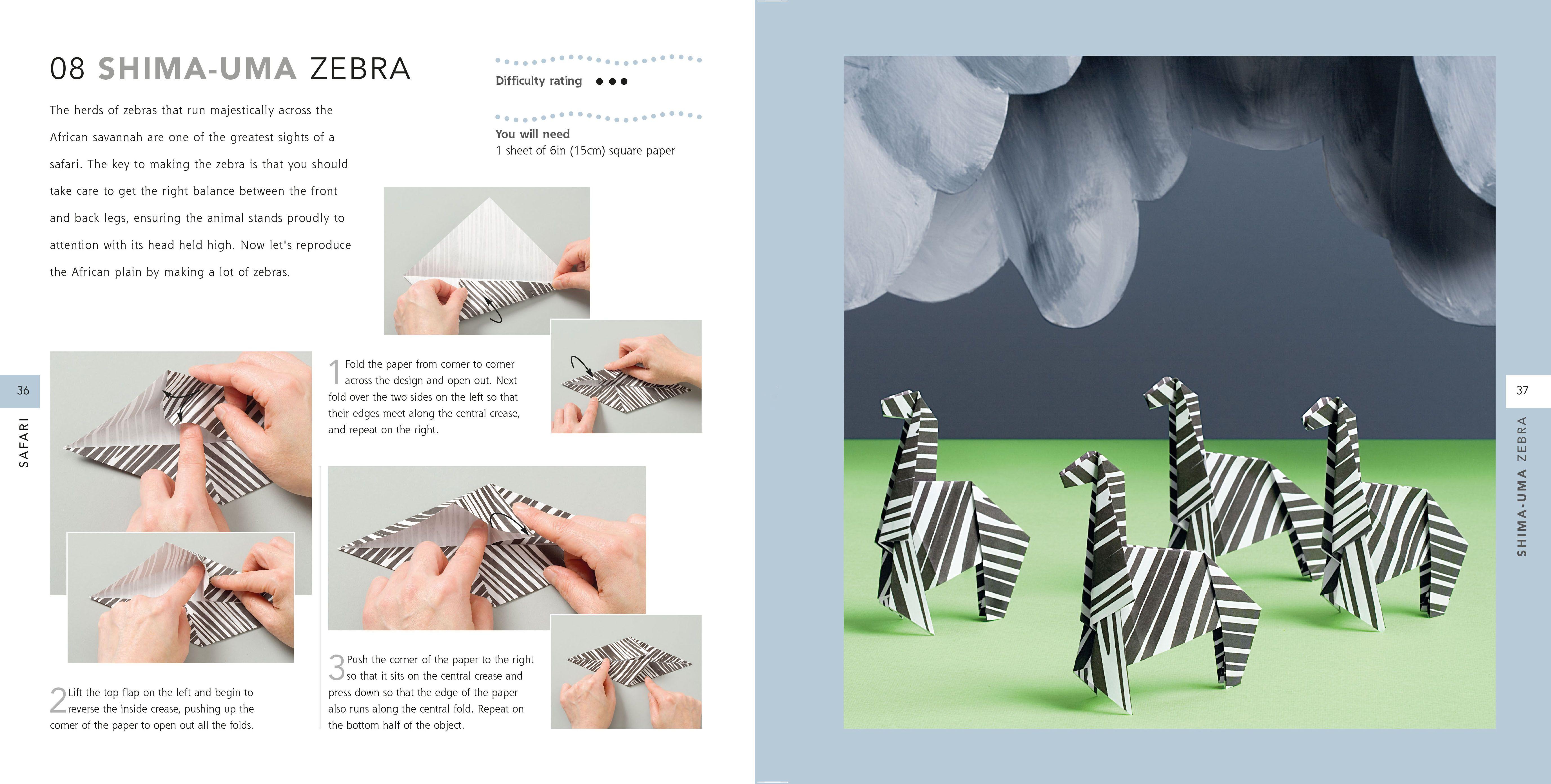 Beispielinhalt (Bild) Origami Animals in the Wild: Paper Block Plus 64-Page Book