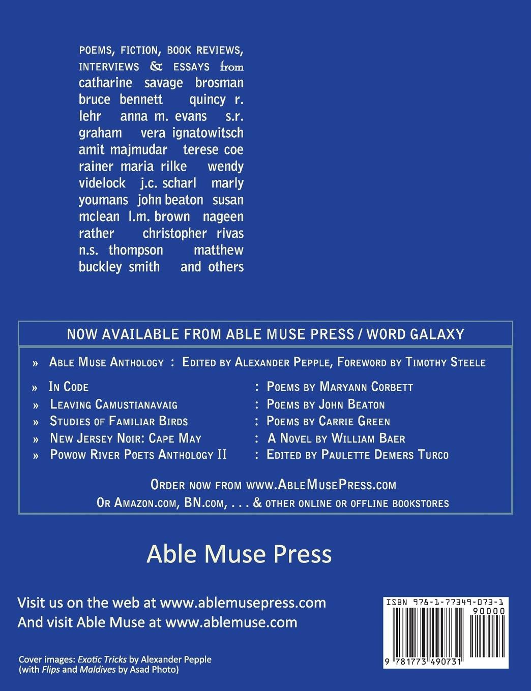 Rückseitencover Able Muse, Winter 2020/21 (No. 28 - print edition)