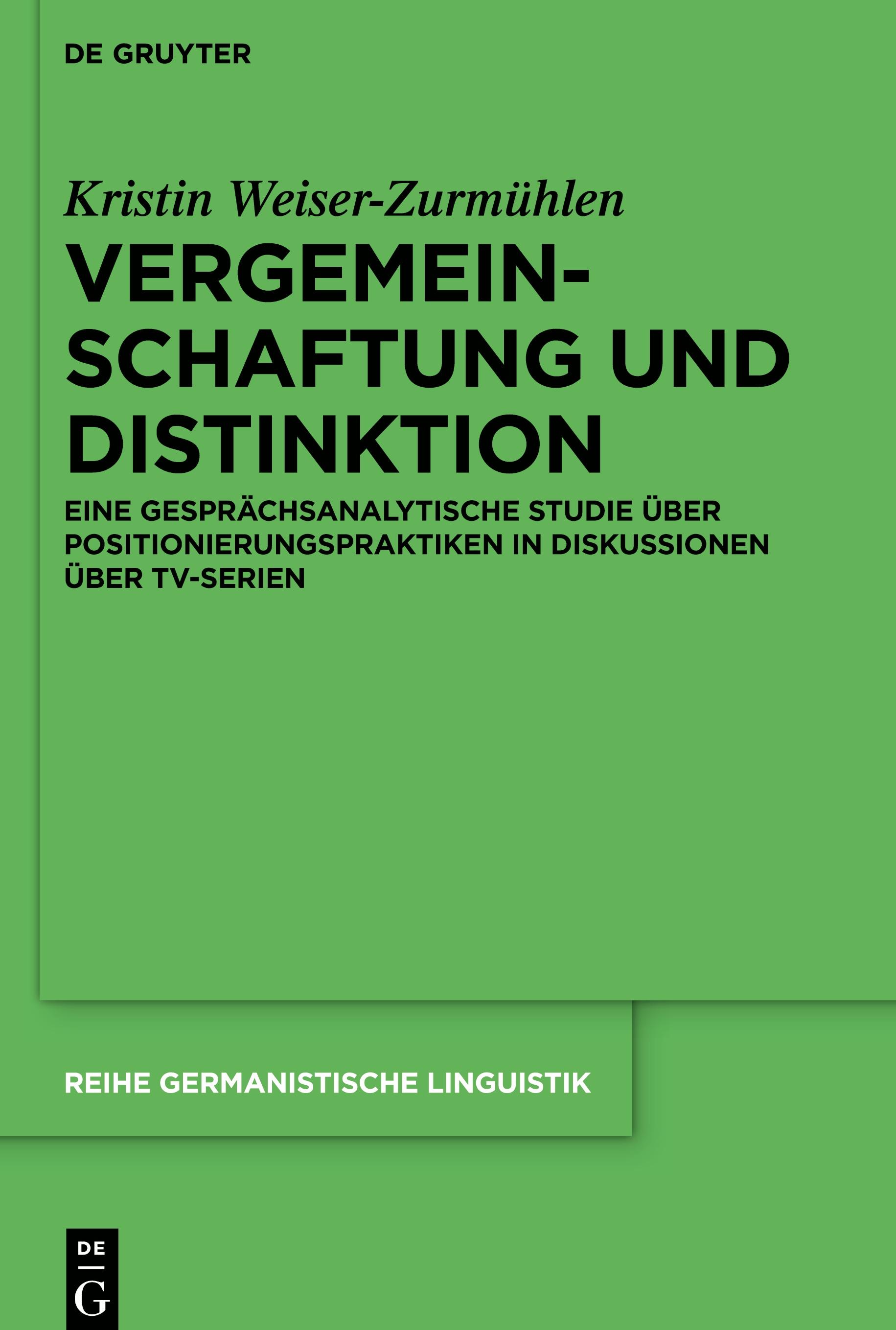Vorderes Coverbild Vergemeinschaftung und Distinktion