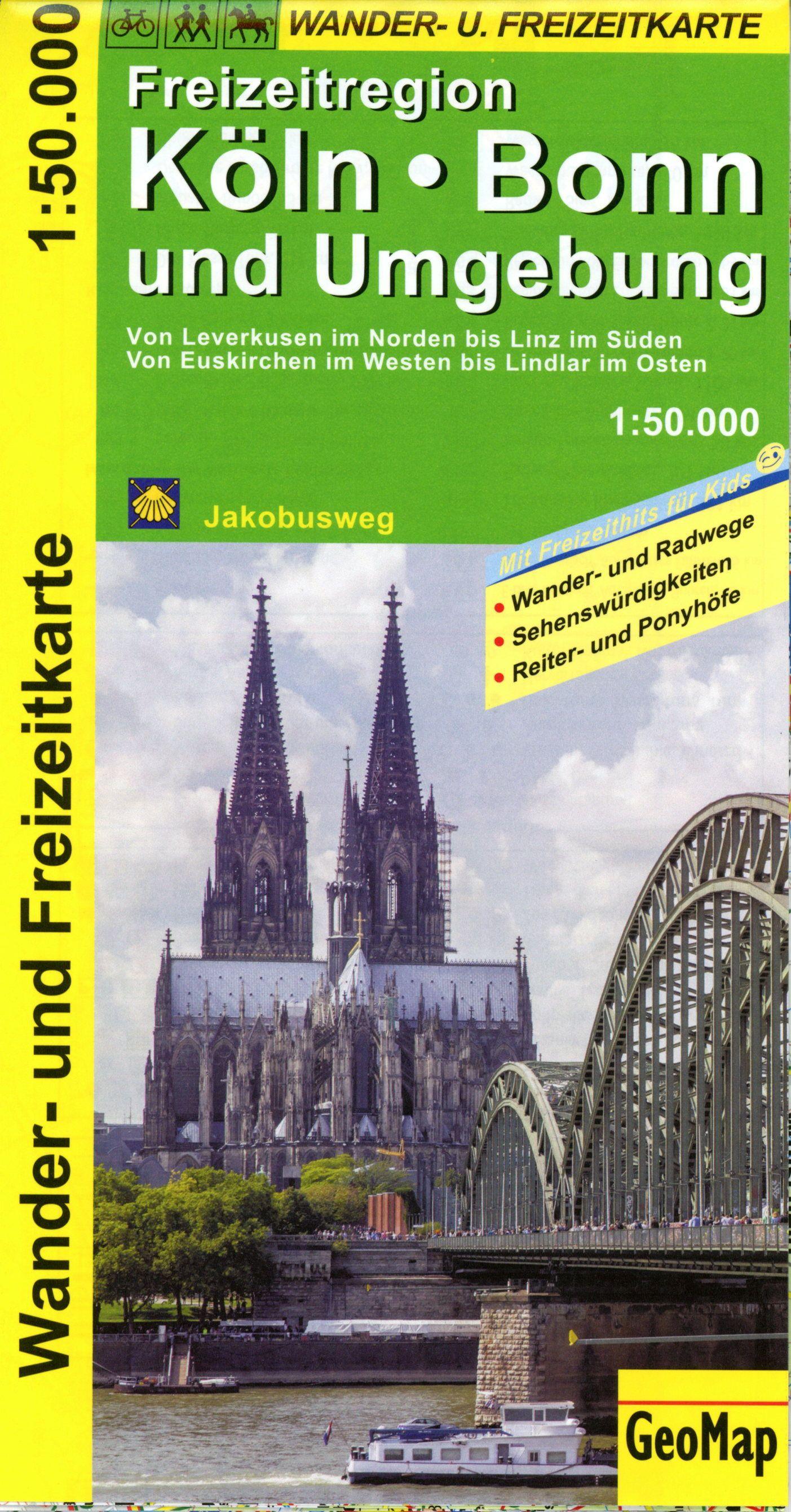 Vorderes Coverbild Köln, Bonn und Umgebung - Wander- und Freizeitkarte 1:50 000