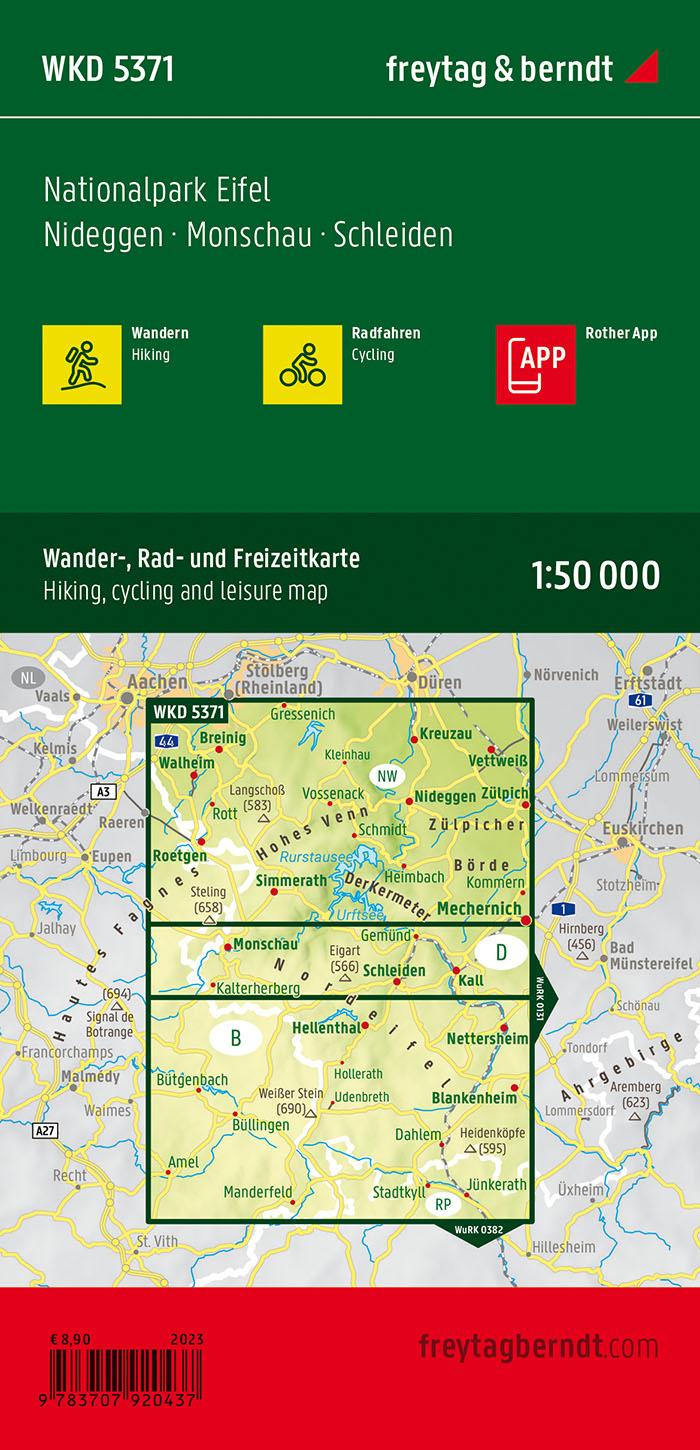 Rückseitencover Nationalpark Eifel, Wander-, Rad- und Freizeitkarte 1:50.000, freytag & berndt, WKD 5371