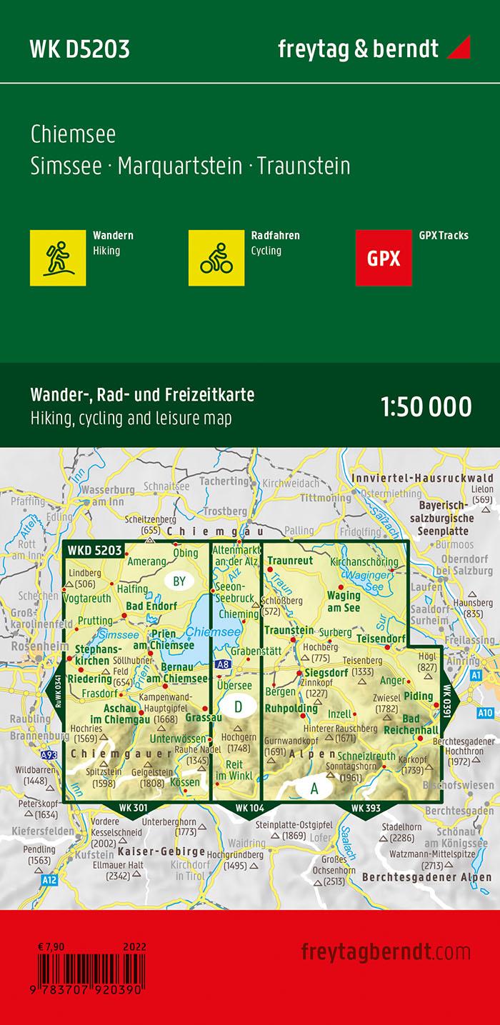 Rückseitencover Chiemsee, Wander-, Rad- und Freizeitkarte 1:50.000, freytag & berndt, WK D5203
