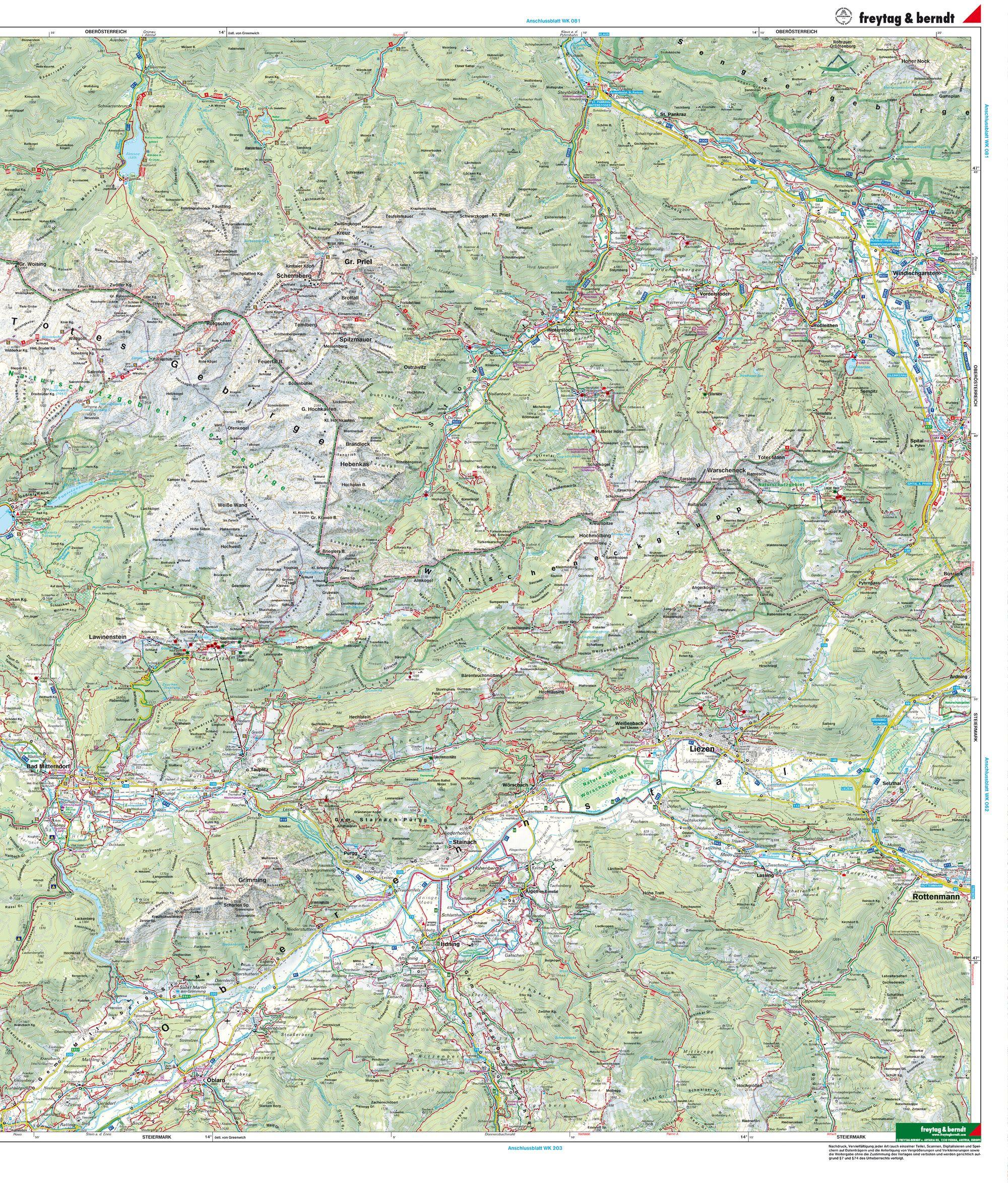 Beispielinhalt (Bild) freytag & berndt Wanderkarte WK 0082 Totes Gebirge, Bad Aussee - Bad Mitterndorf - Tauplitz - Warscheneck 1:50.000