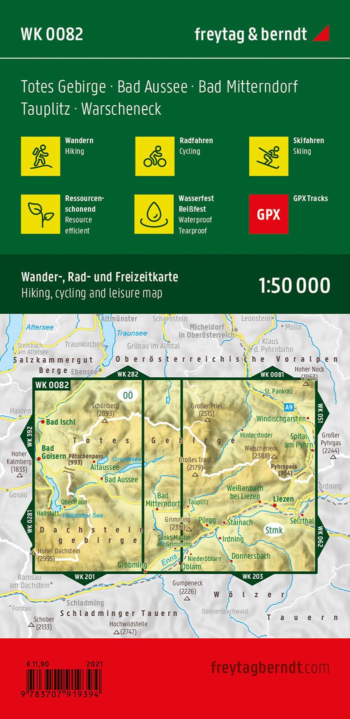 Rückseitencover Totes Gebirge, Wander-, Rad- und Freizeitkarte 1:50.000, freytag & berndt, WK 0082