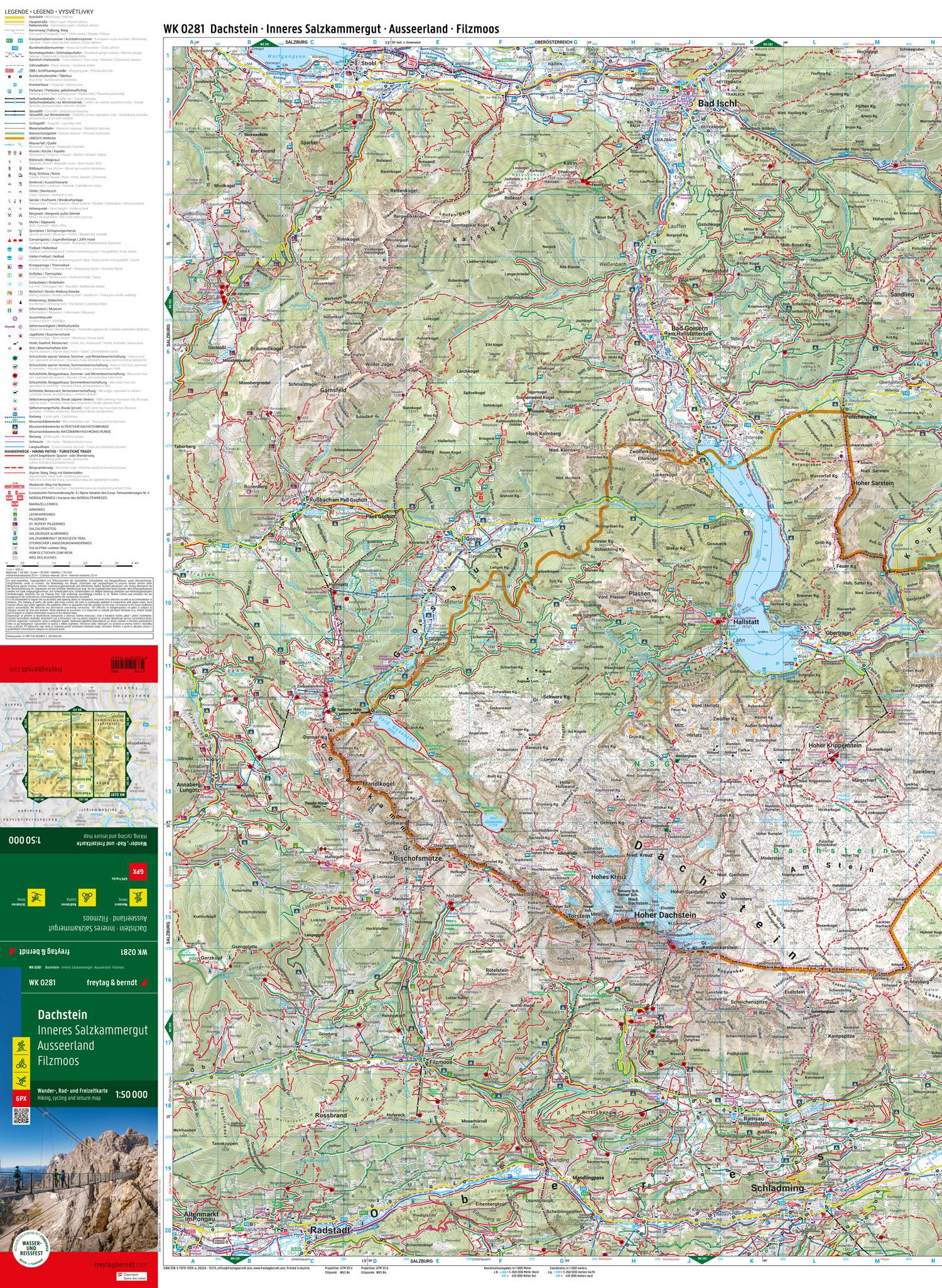 Beispielinhalt (Bild) Dachstein, Wander-, Rad- und Freizeitkarte 1:50.000, freytag & berndt, WK 0281