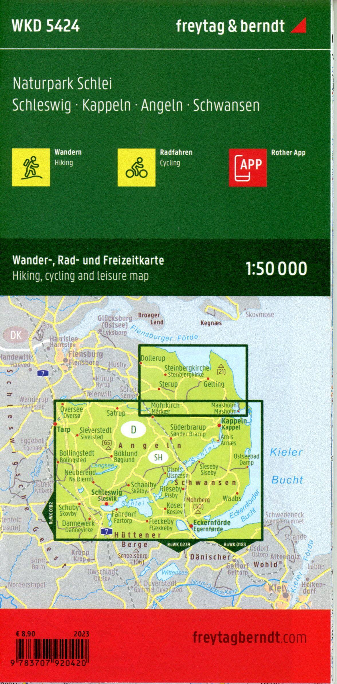 Beispielinhalt (Bild) freytag & berndt Wanderkarte WKD 5424 Naturpark Schlei, Schleswig - Kappeln - Angeln - Schwansen 1:50.000