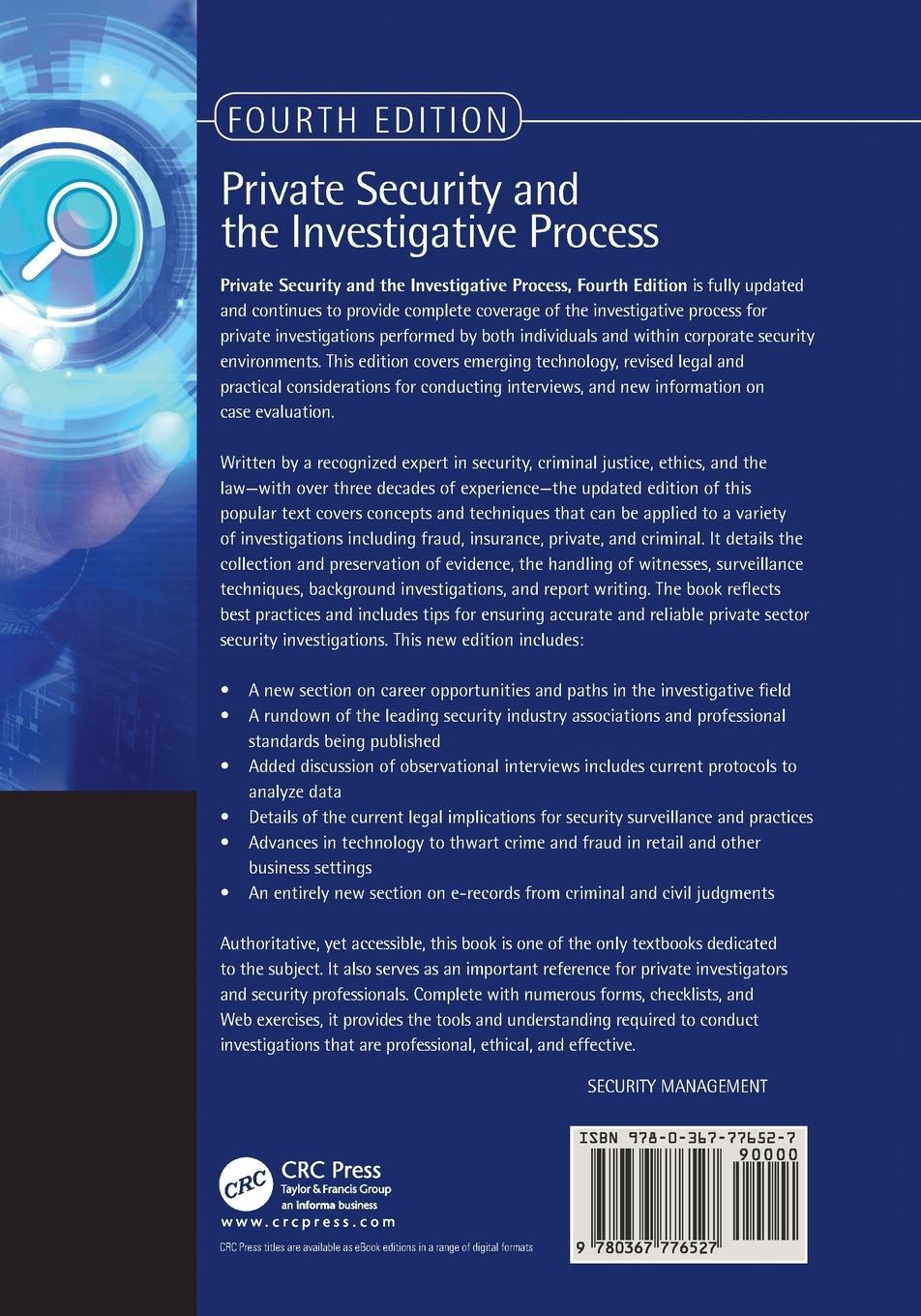 Rückseitencover Private Security and the Investigative Process, Fourth Edition